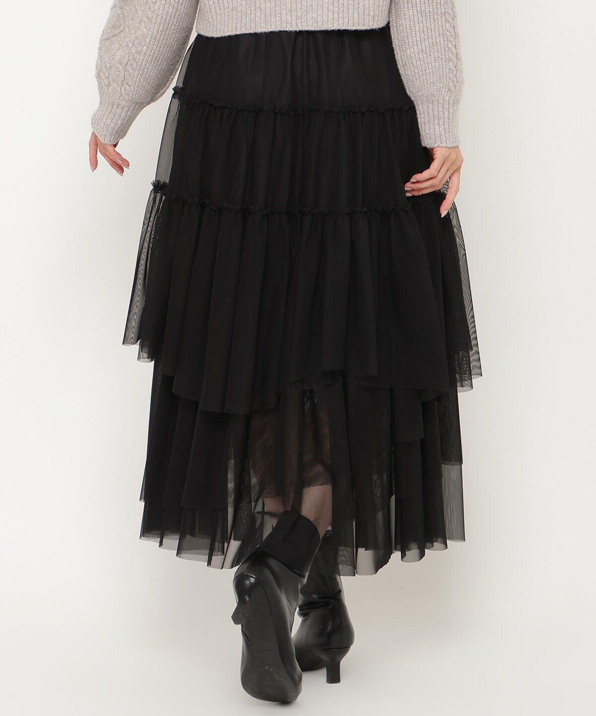 アンドクチュール「ランダムティアードチュールスカート」|フレア|