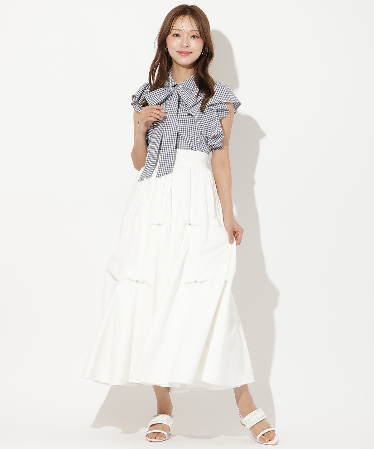 アンドクチュール「ビジューバルーンティアードスカート」|フレア|オフ