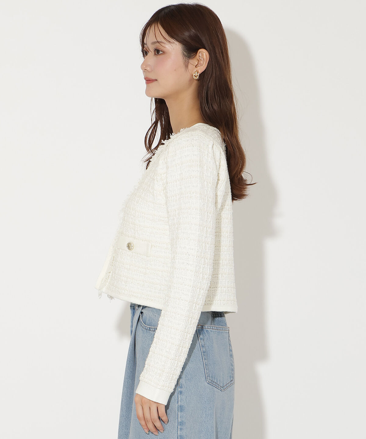 アンドクチュール「ツイードライクニットカーディガン」|カーディガン|