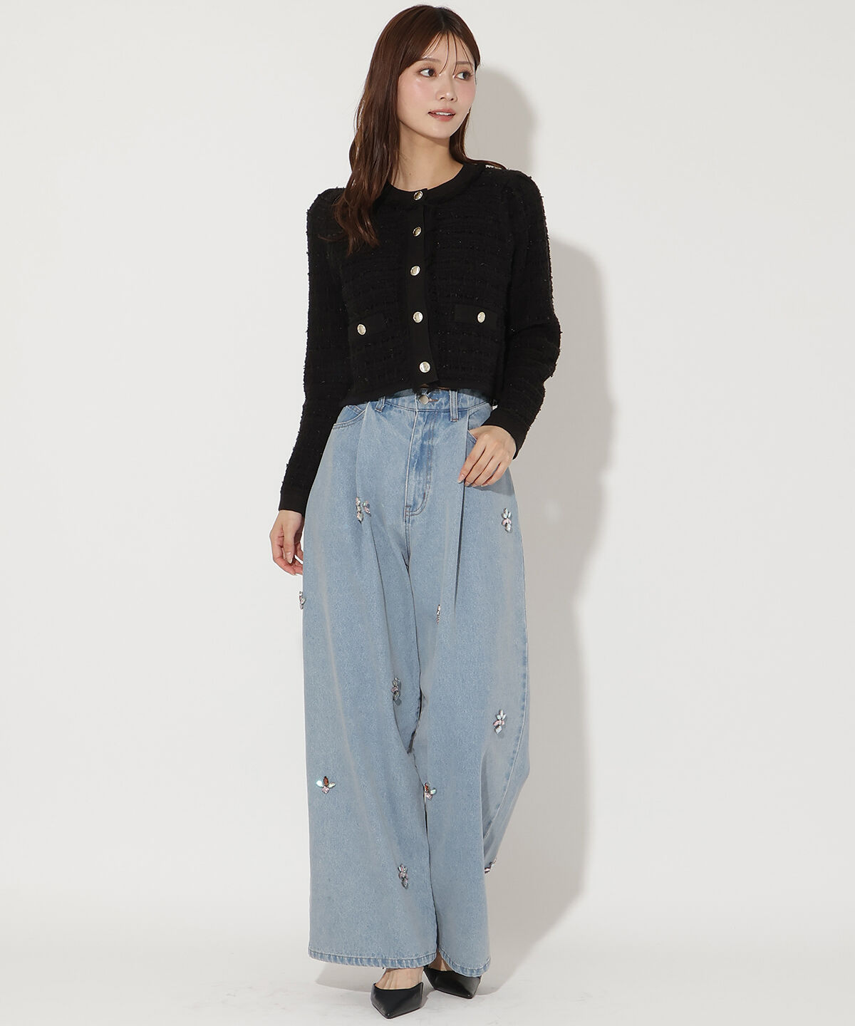 アンドクチュール「ツイードライクニットカーディガン」|カーディガン|