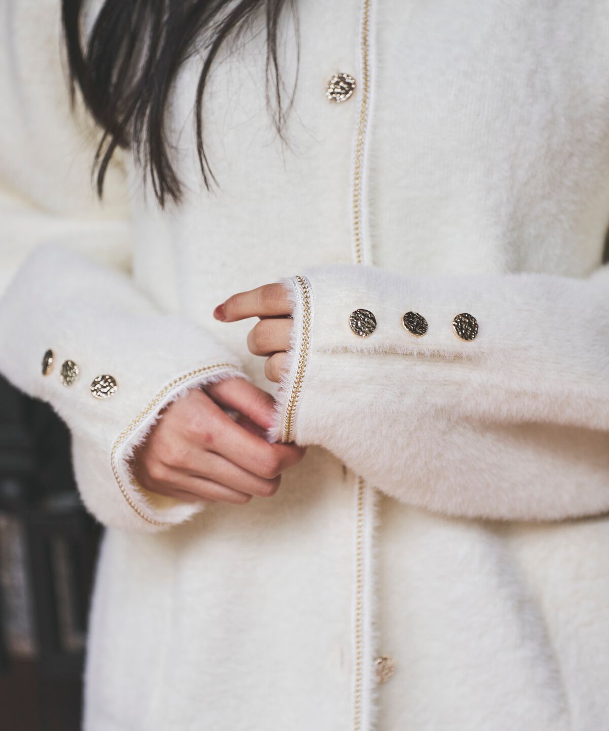 アンドクチュール「ダブルフェイスフェザーカーディガン」|カーディガン|