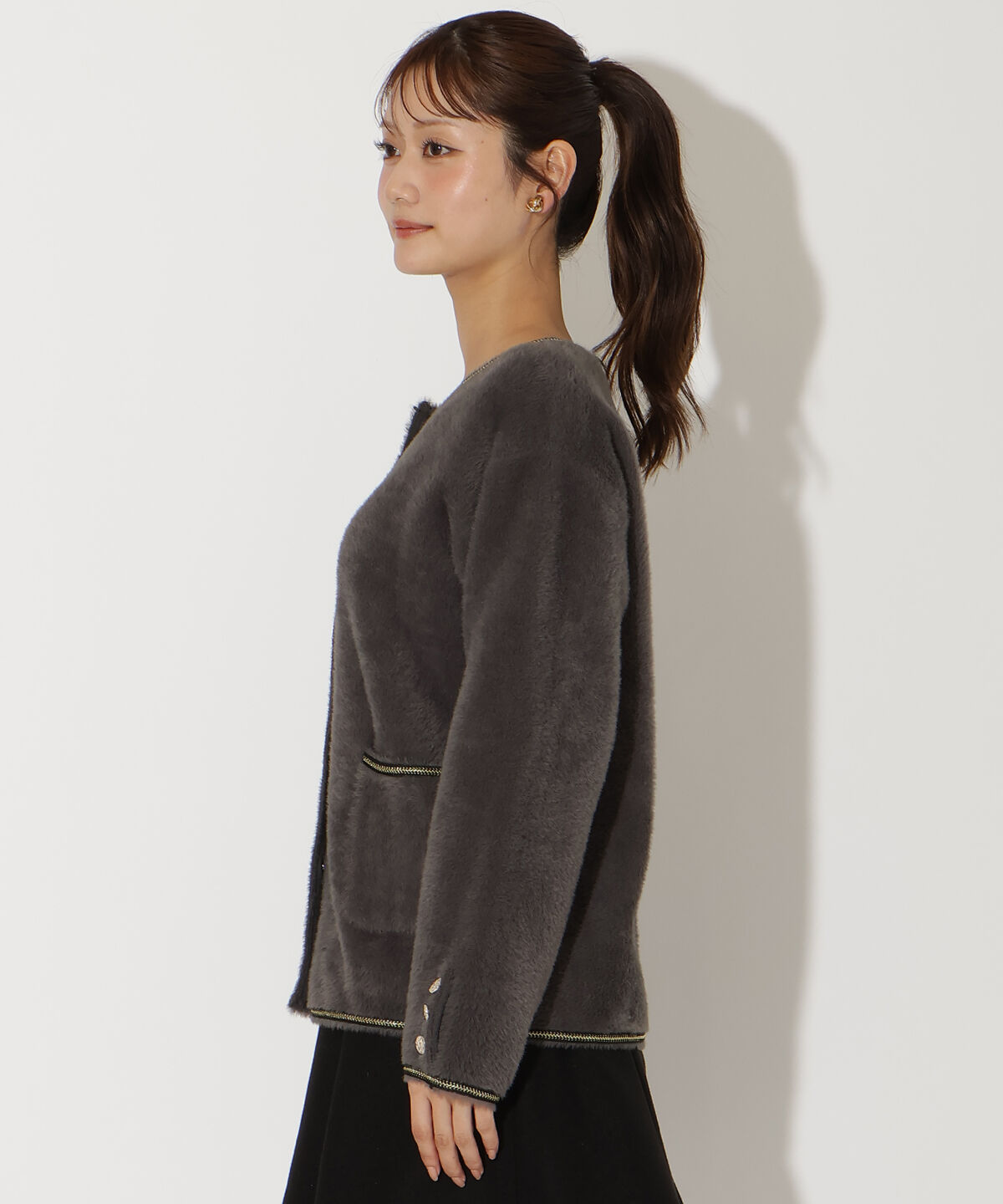 アンドクチュール「ダブルフェイスフェザーカーディガン」|カーディガン|