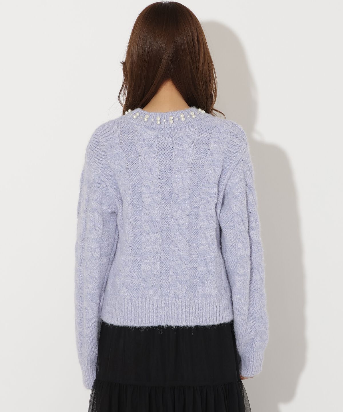 アンドクチュール「パール襟ケーブルニットプルオーバー」|ニット・セーター|