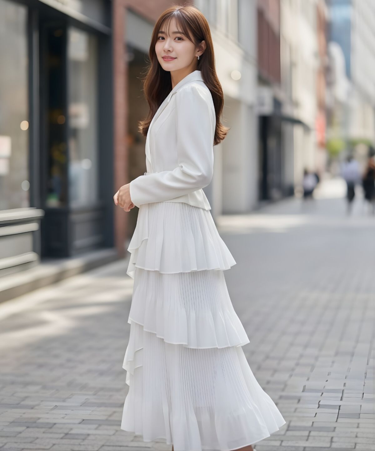 アンドクチュール「ジャケットレイヤードプリーツワンピース」|ワンピース|