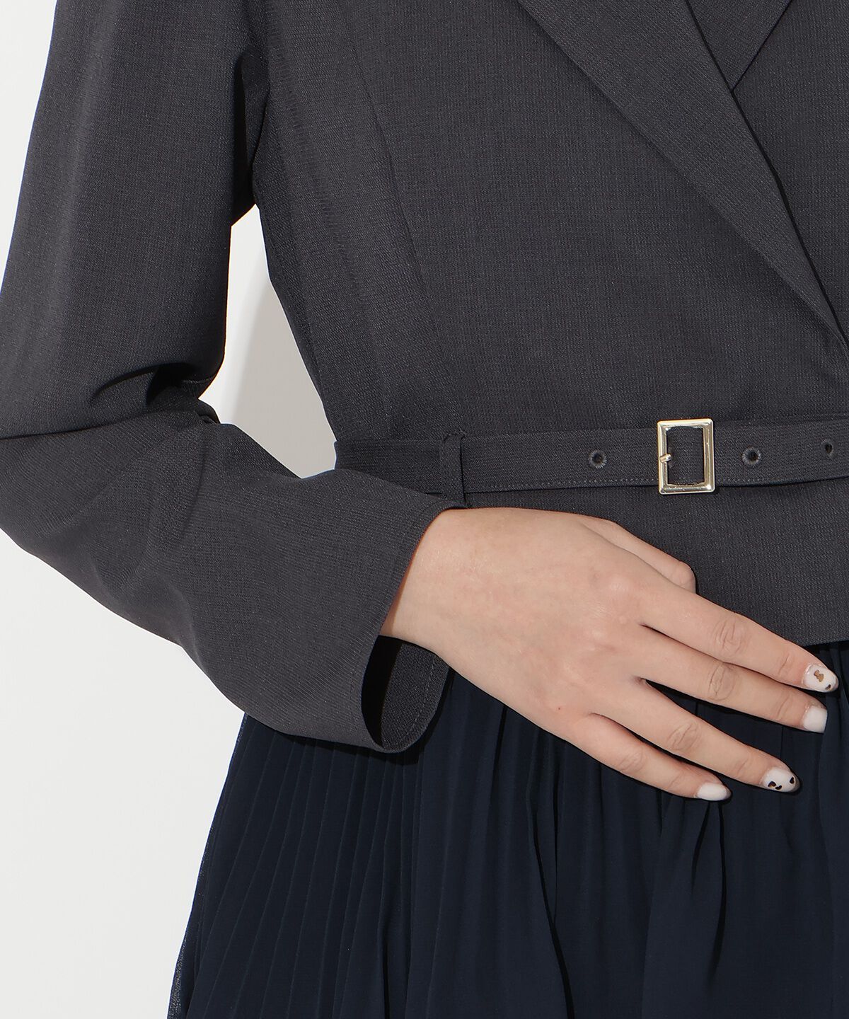 アンドクチュール「ジャケットレイヤードプリーツワンピース」|ワンピース|