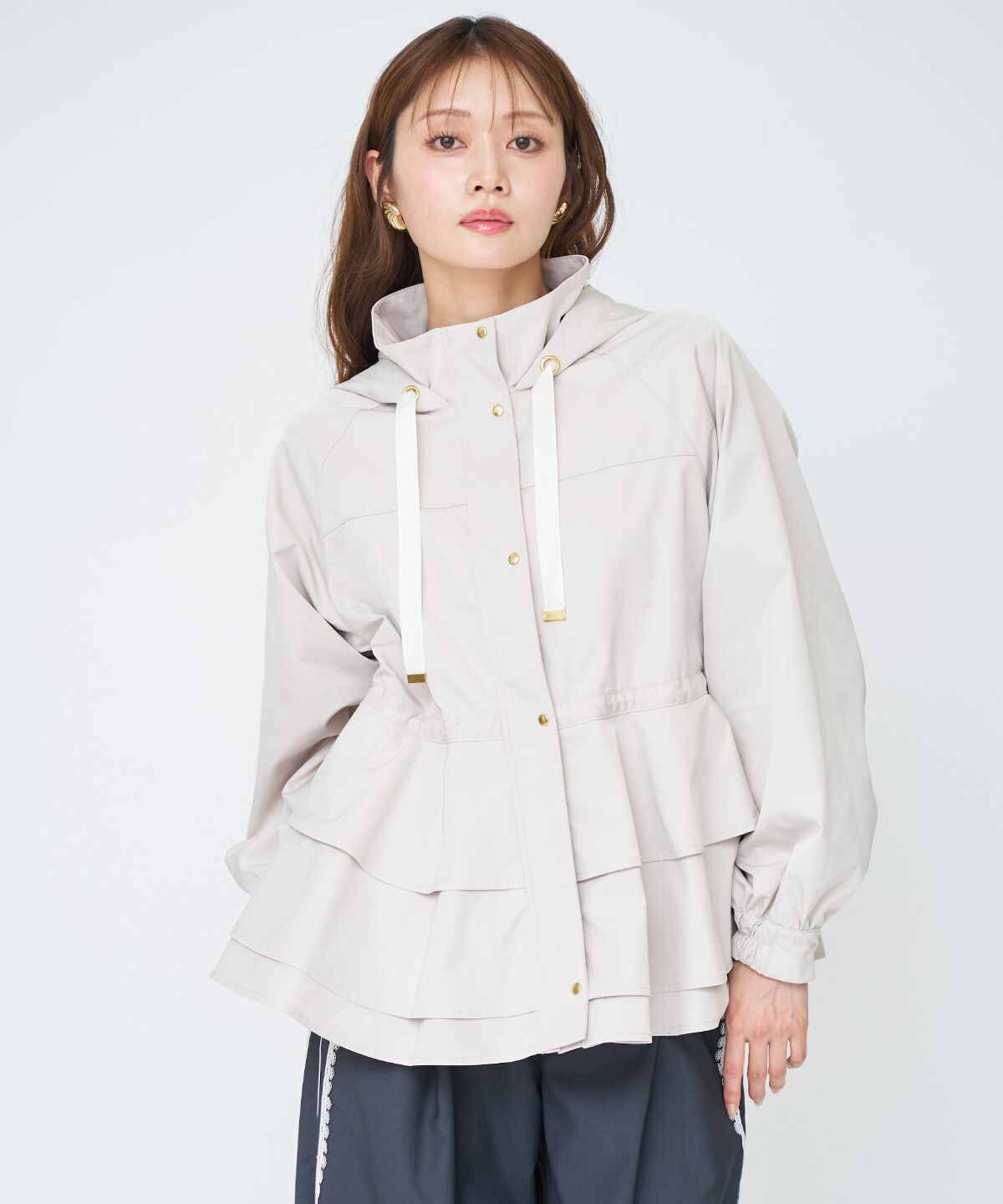 アンドクチュール「ペプラムマウンテンパーカー」|アウトドア|ベージュ