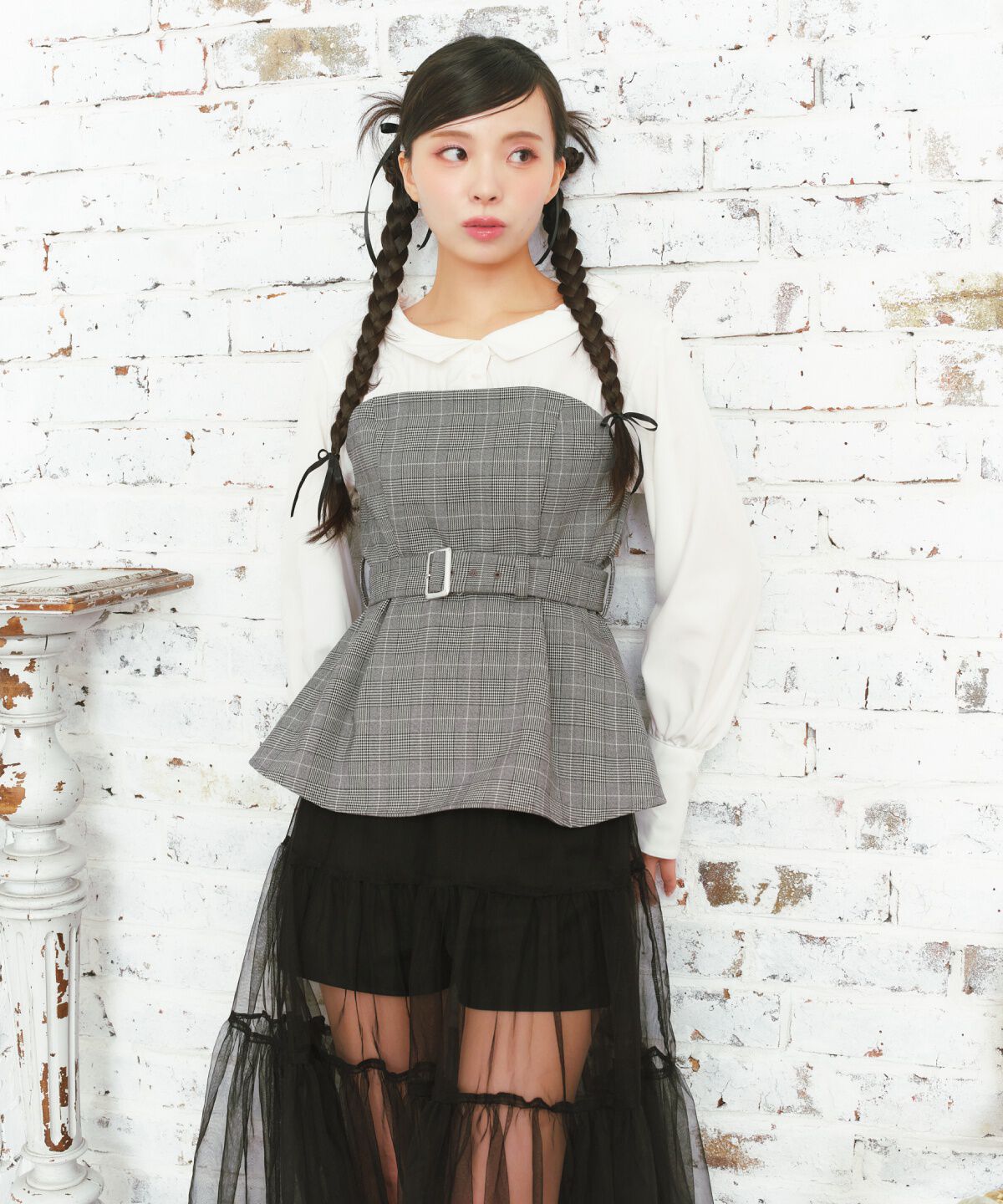 REDYAZEL「シャツドッキングベアワンピース」|ワンピース|