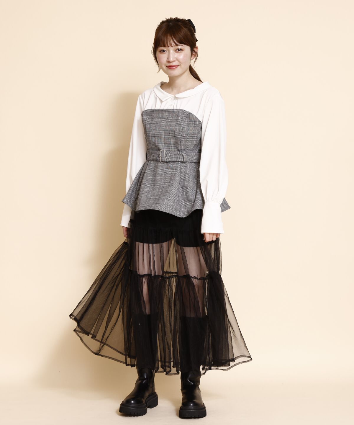 REDYAZEL「シャツドッキングベアワンピース」|ワンピース|