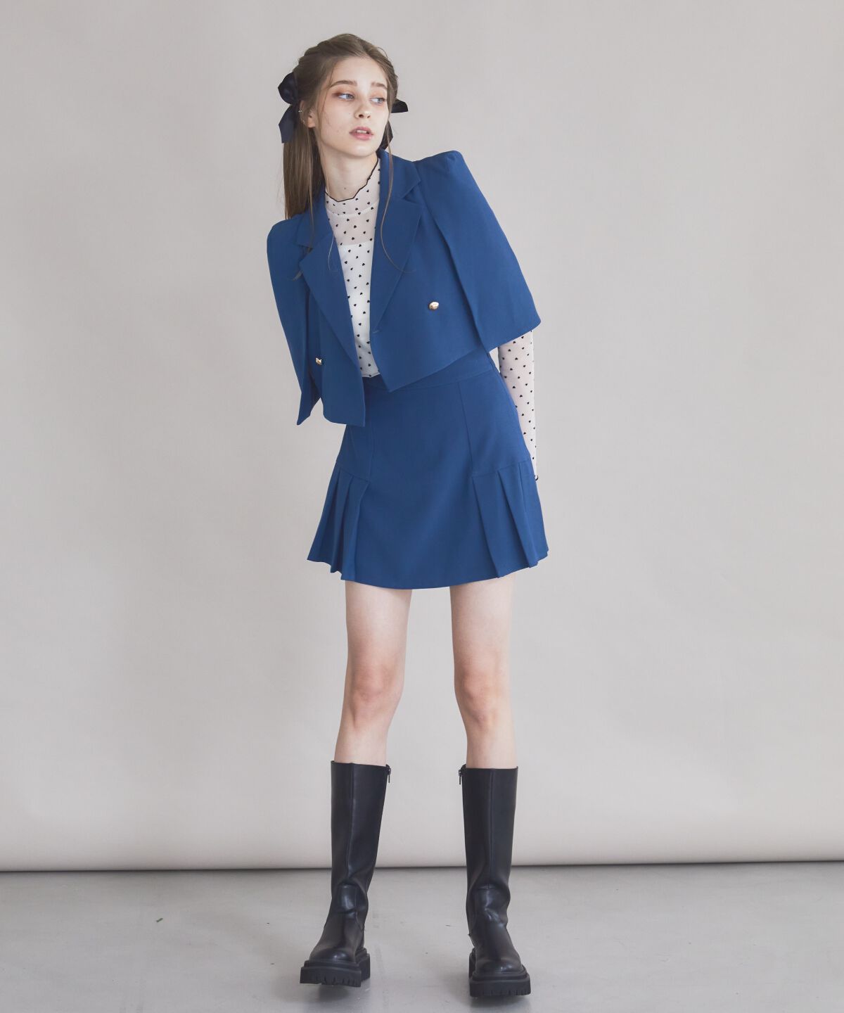 REDYAZEL「サイドプリーツミニスカート」|フレア|