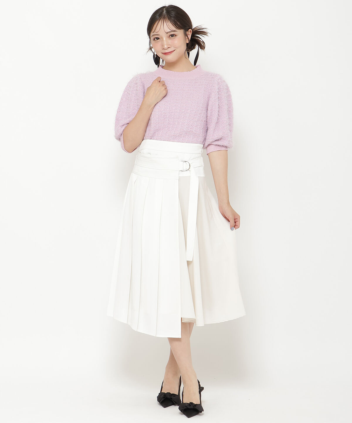 REDYAZEL「コンビネーションアシメプリーツスカート」|フレア|