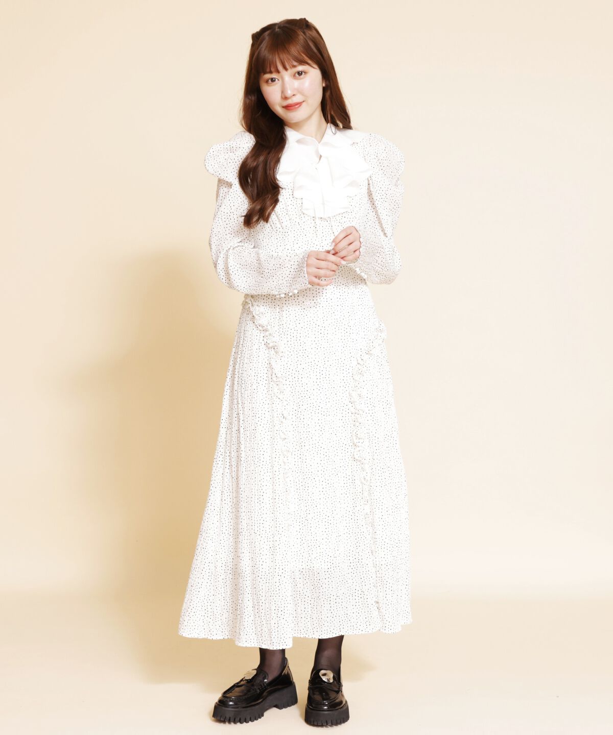 REDYAZEL「フリルカラードットワンピース」|ワンピース|オフ