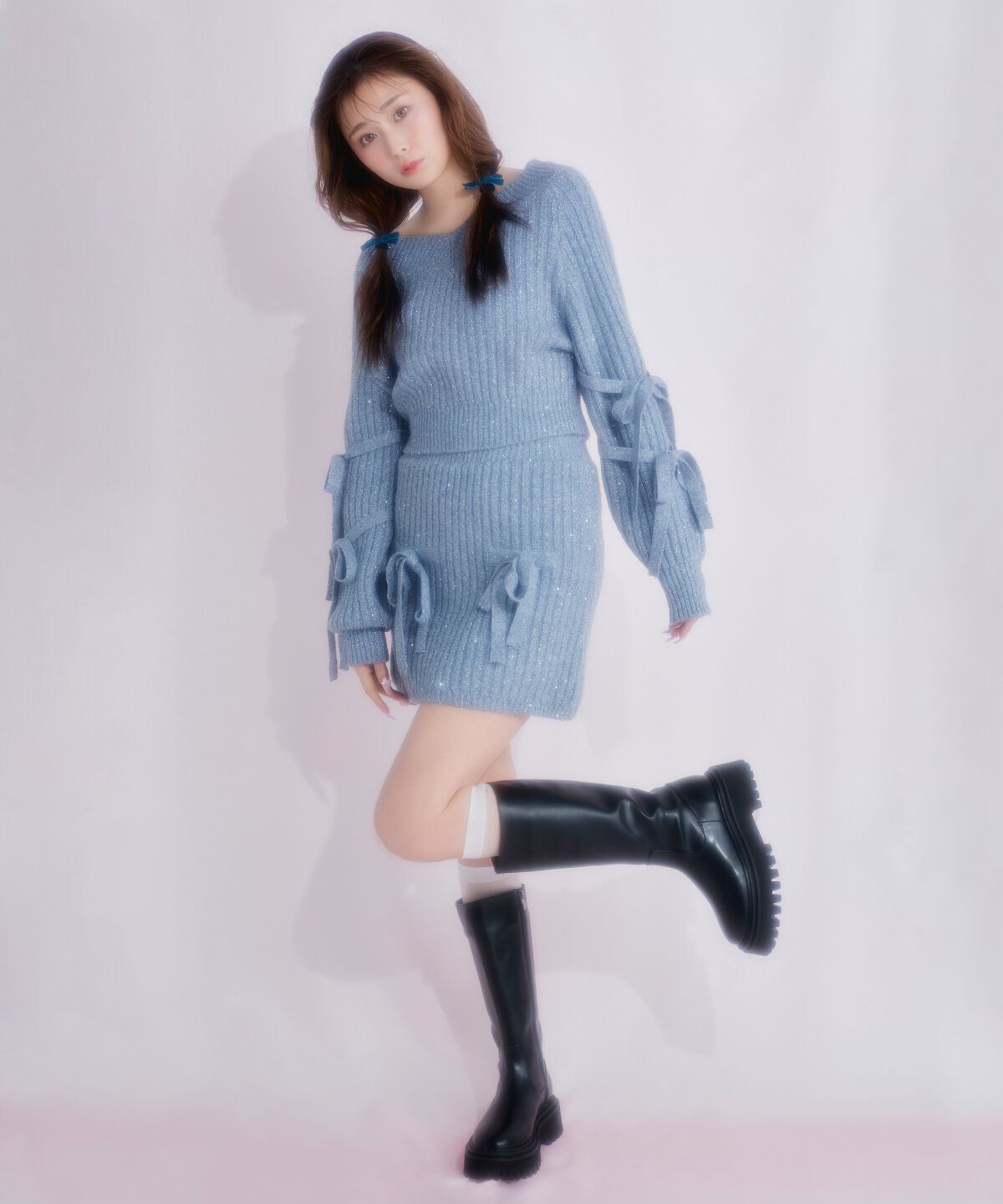 REDYAZEL「ラメスパンコールダブルリボンニット」|ニット・セーター|