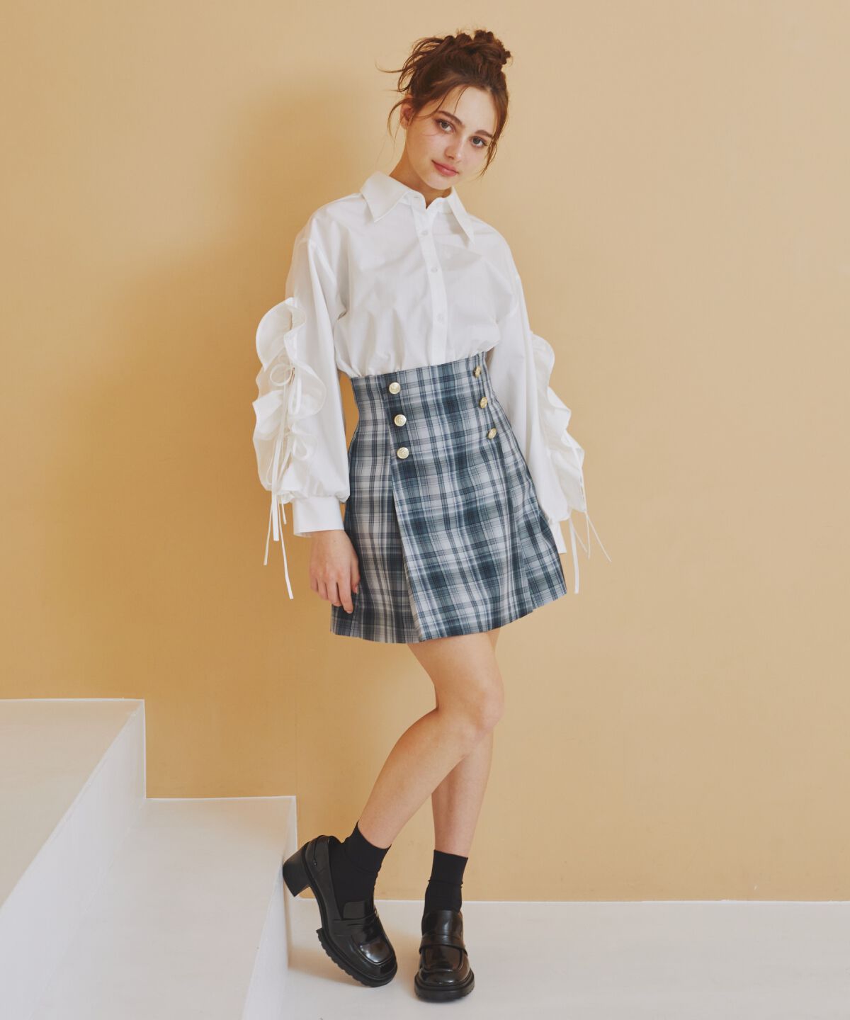 REDYAZEL「カットオフフリルリボンシャツ」|シャツ・ブラウス|