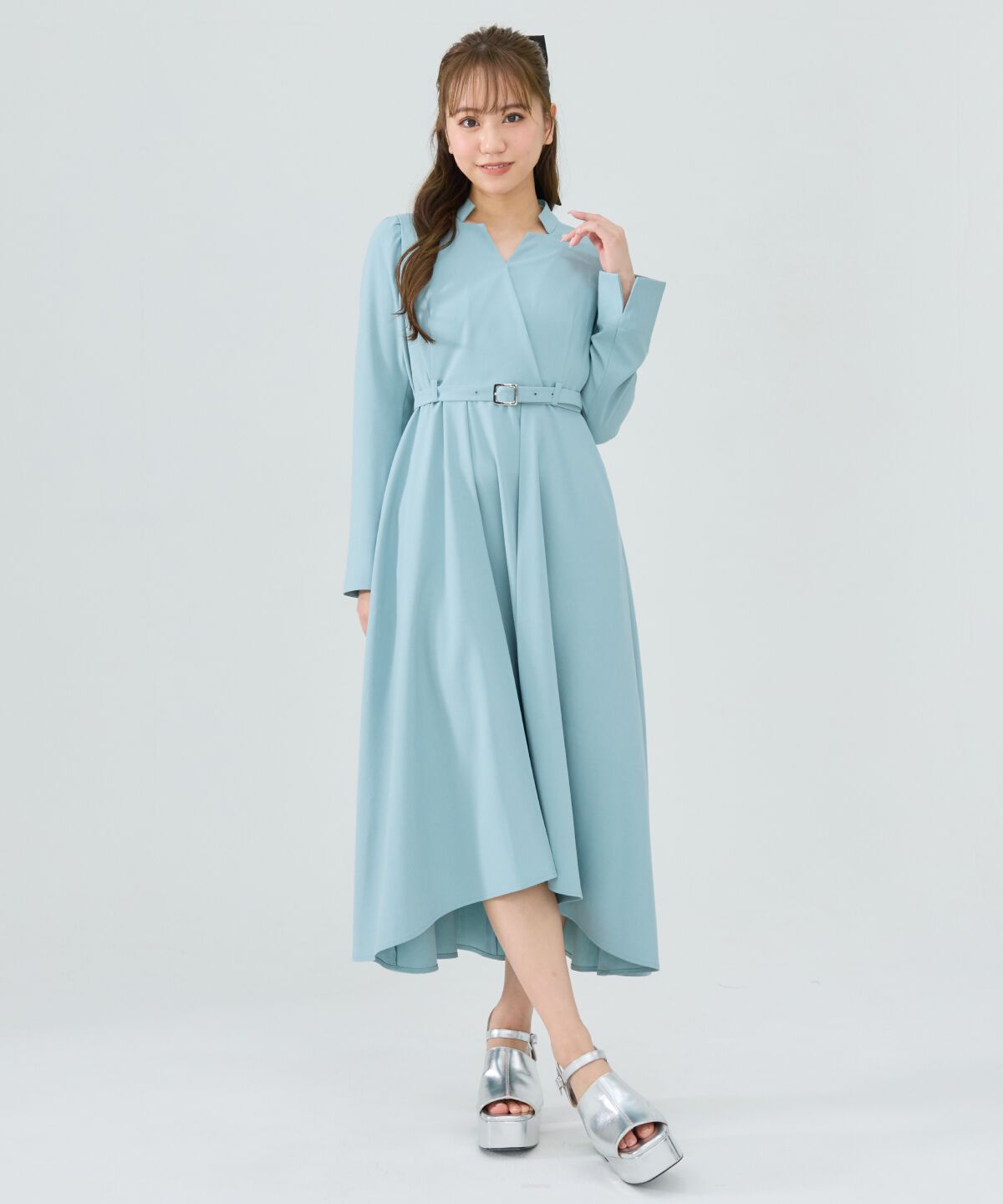 REDYAZEL「シャドウラメストライプカシュクールワンピース」|ワンピース|