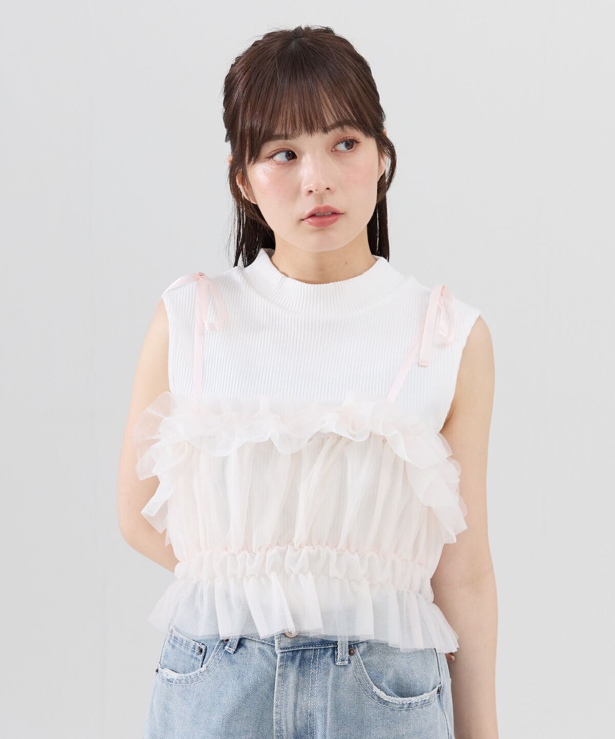 REDYAZEL「チュールビスチェｘノースリカットソー」|Tシャツ・カットソー|