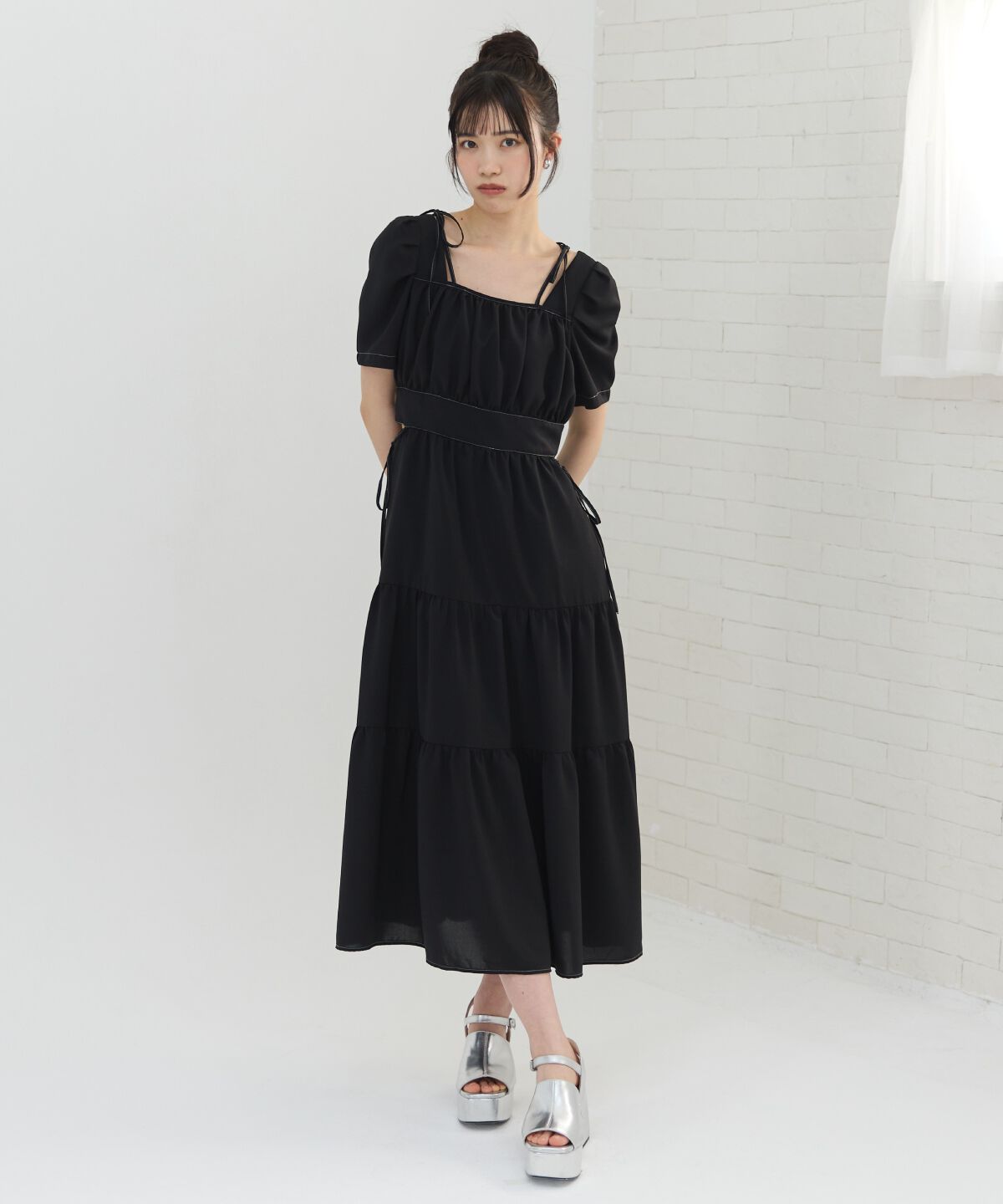 REDYAZEL「サイドリボンカットティアードワンピース」|ワンピース|