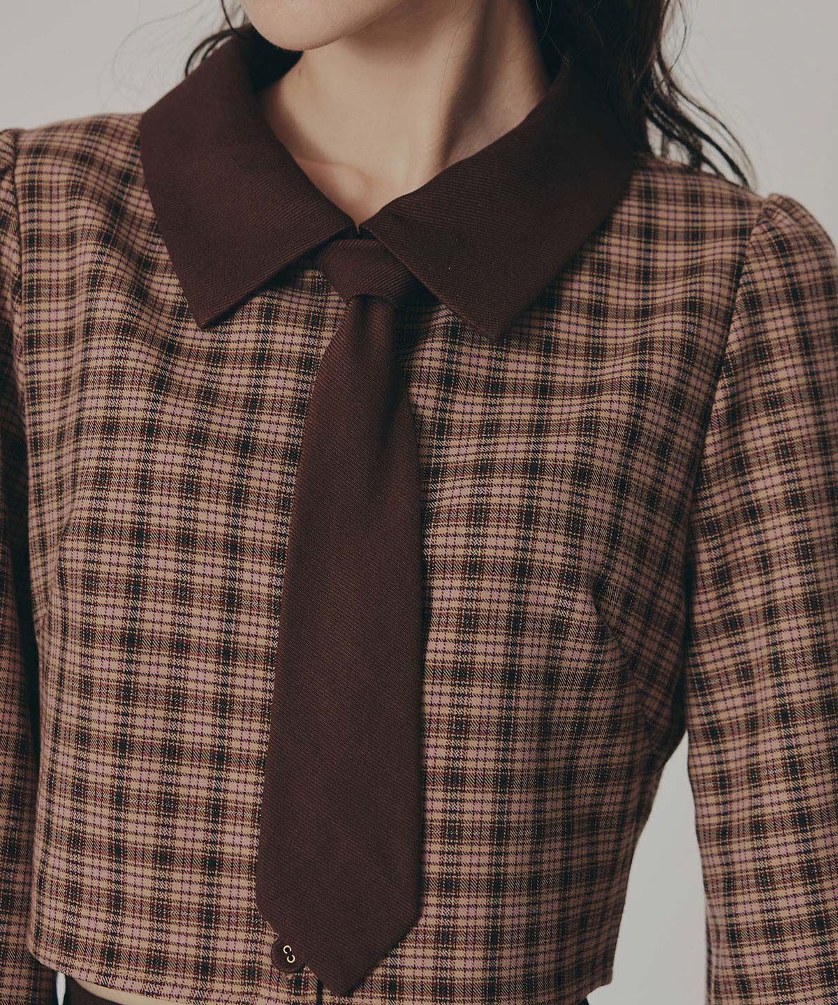 REDYAZEL「バイカラークラシックチェックブラウス&times;ミニスカートセットアップ」|ワンピース|