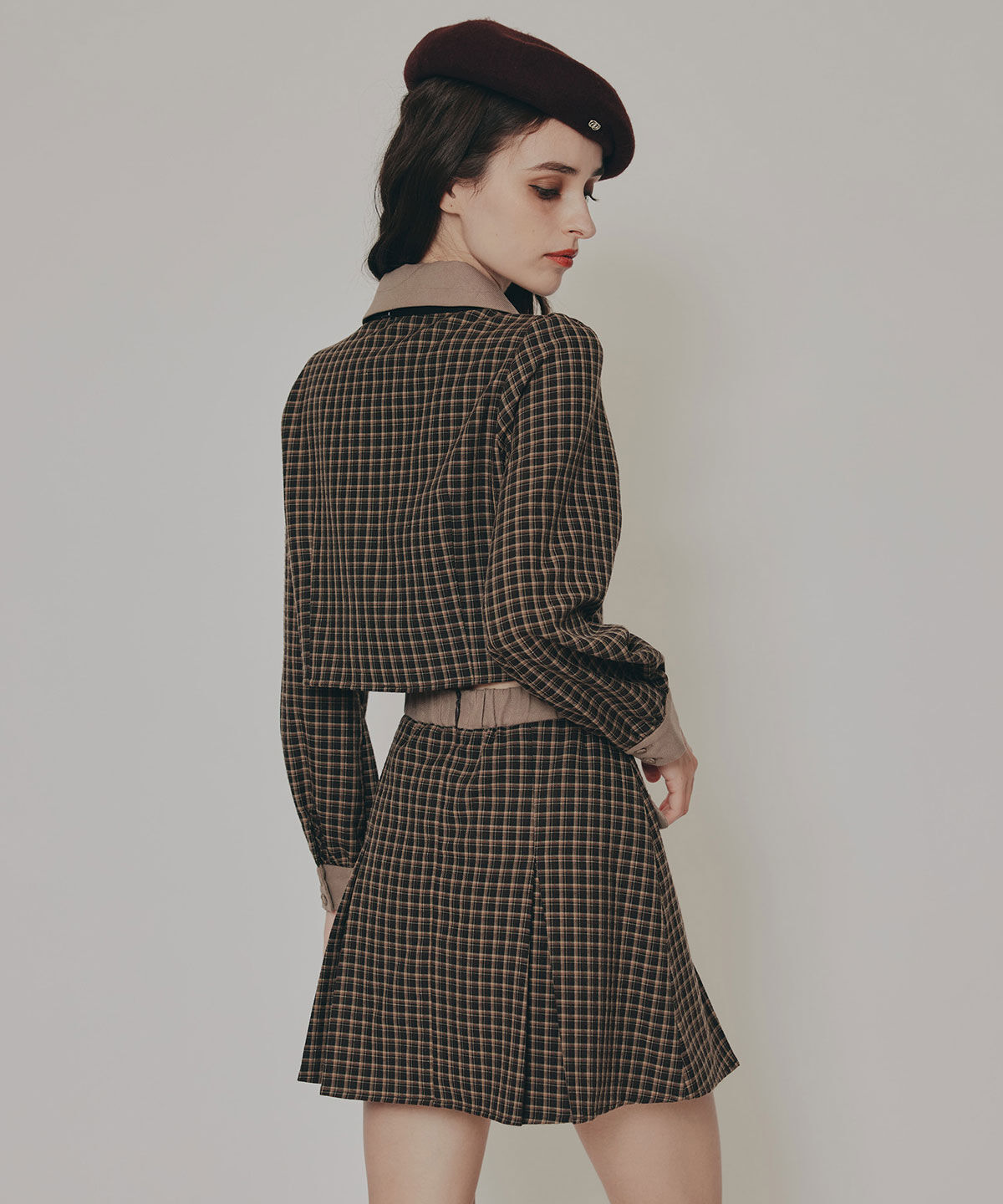 REDYAZEL「バイカラークラシックチェックブラウス&times;ミニスカートセットアップ」|ワンピース|