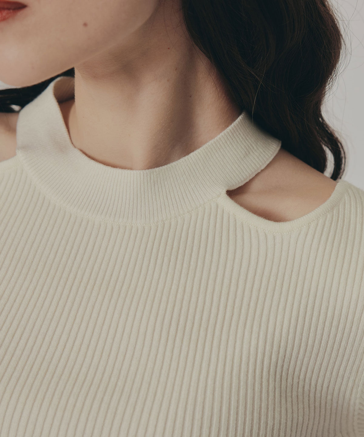REDYAZEL「カットアウトリブニットトップス」|ニット・セーター|