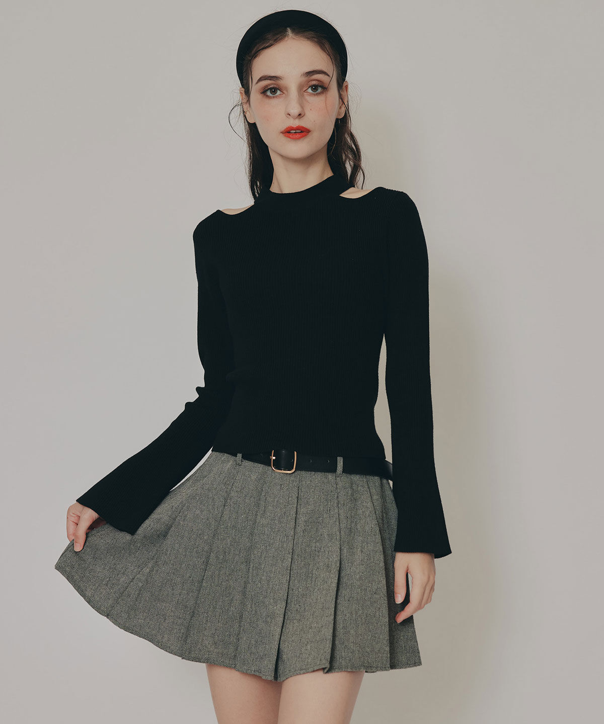 REDYAZEL「カットアウトリブニットトップス」|ニット・セーター|