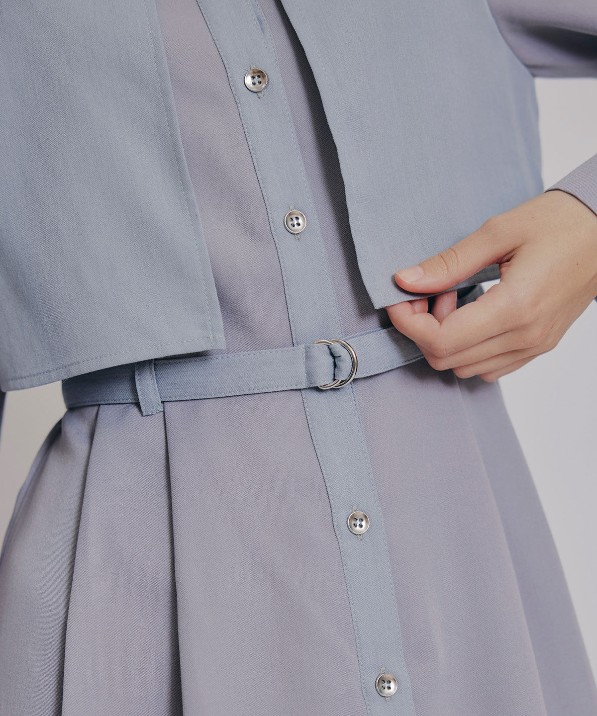 REDYAZEL「カラーブロッキングシャツロングフレアワンピース」|ワンピース|