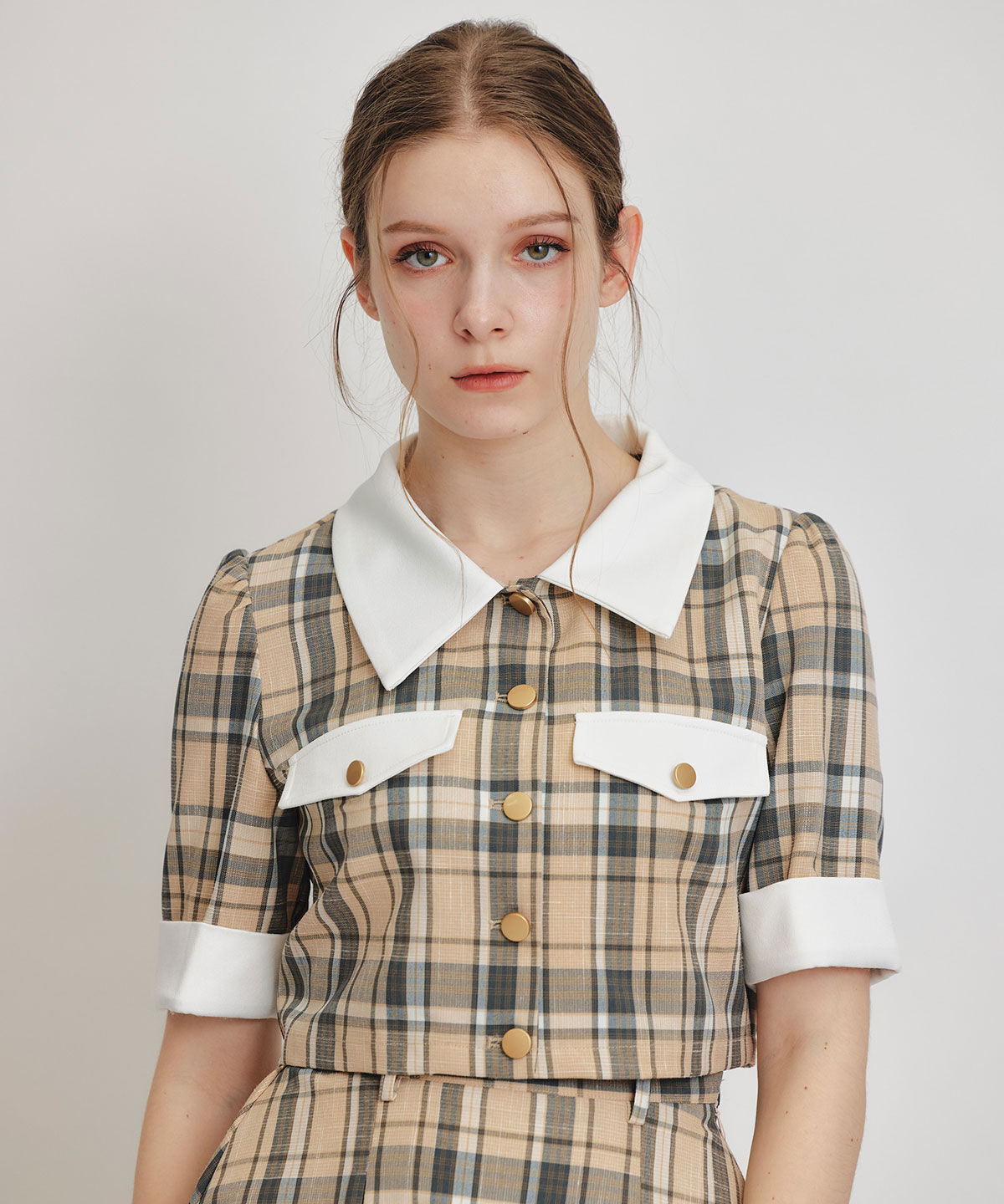 REDYAZEL「バイカラーチェックブラウス&times;フレアロングスカートセットアップ」|ワンピース|