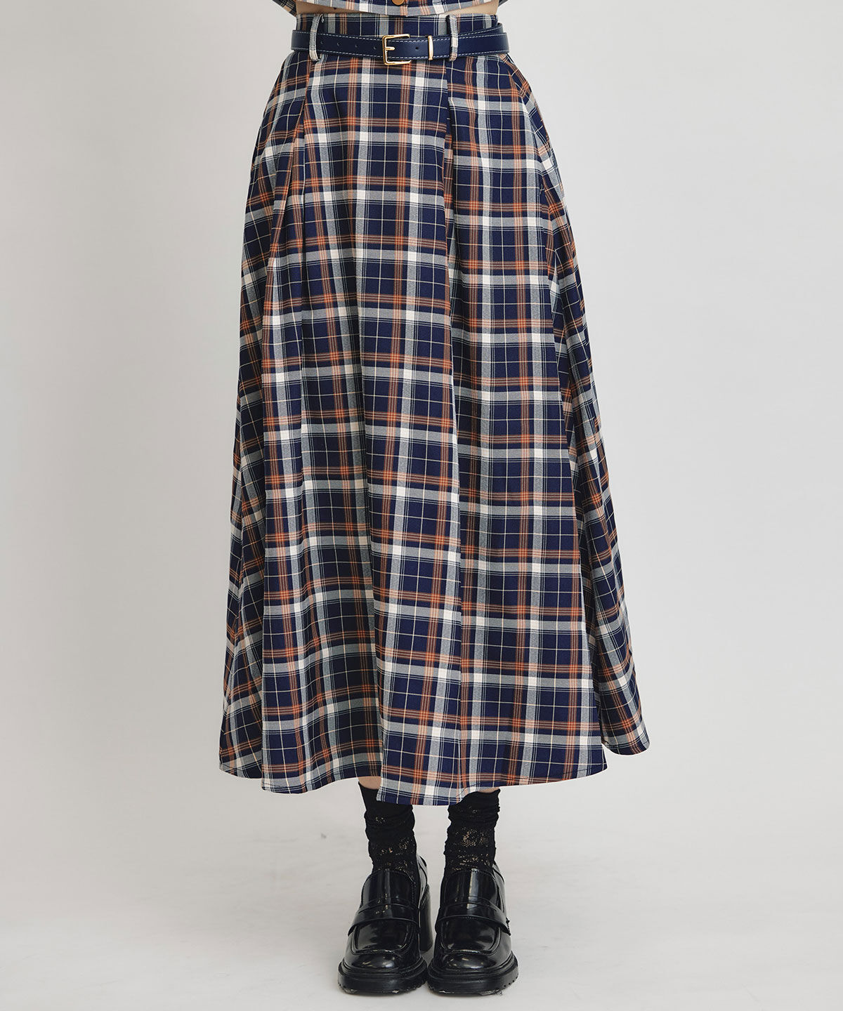 REDYAZEL「バイカラーチェックブラウス&times;フレアロングスカートセットアップ」|ワンピース|