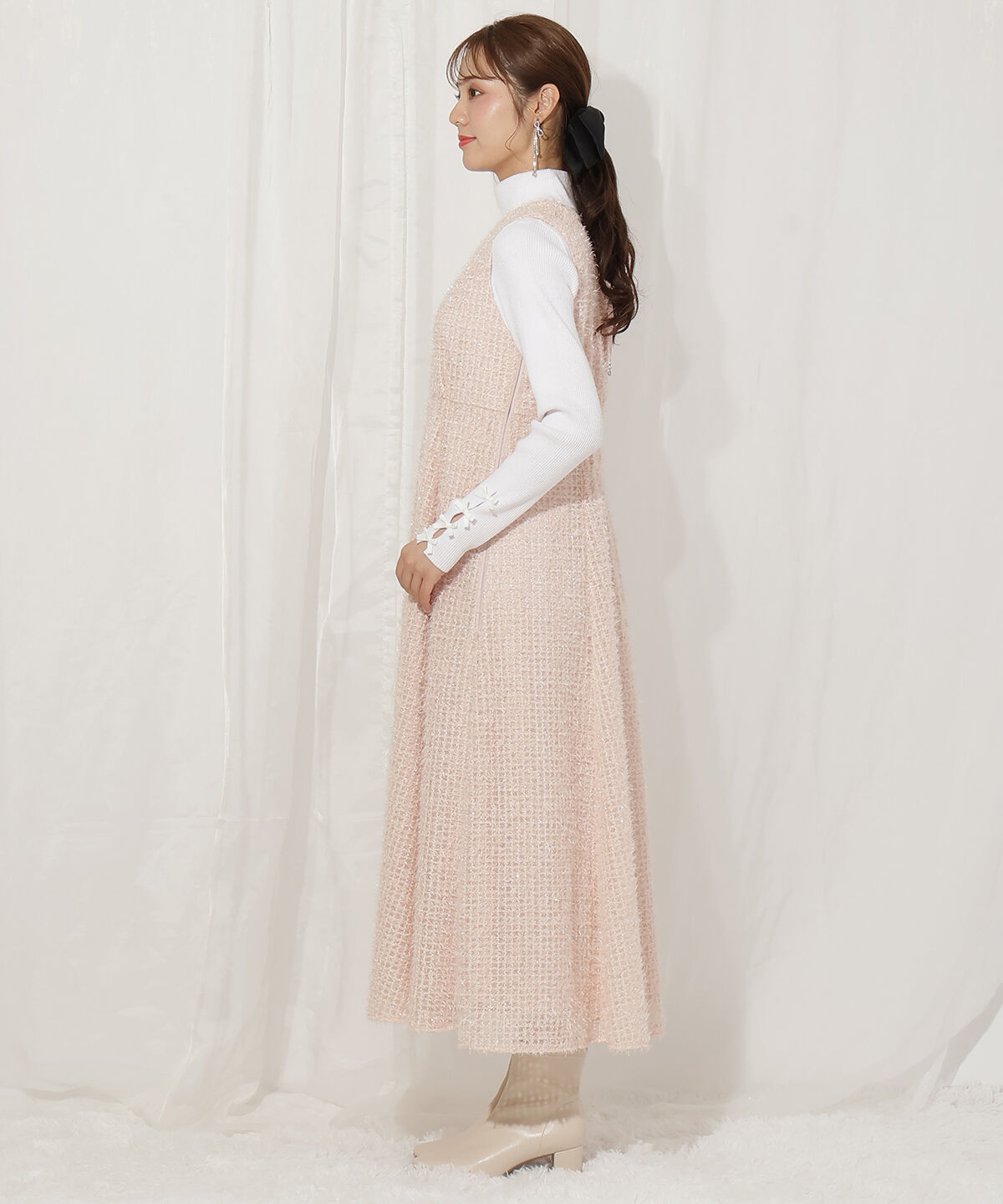 WILLSELECTION「フリンジチェックジャンスカ」|ジャンパースカート|