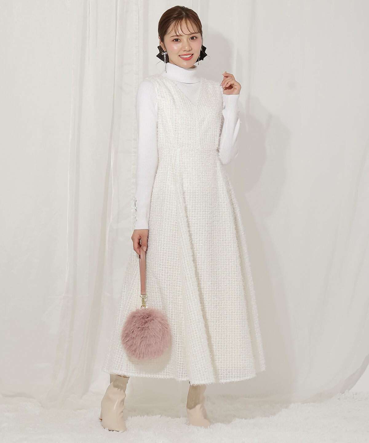 WILLSELECTION「フリンジチェックジャンスカ」|ジャンパースカート|