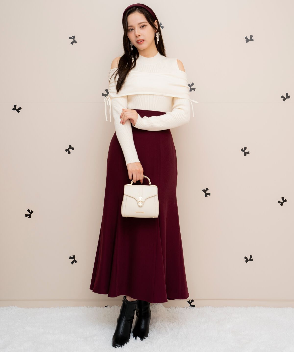 WILLSELECTION「ギャザーリボンオフショルニット」|ニット・セーター|