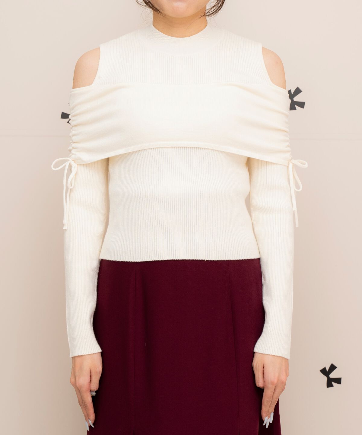 WILLSELECTION「ギャザーリボンオフショルニット」|ニット・セーター|