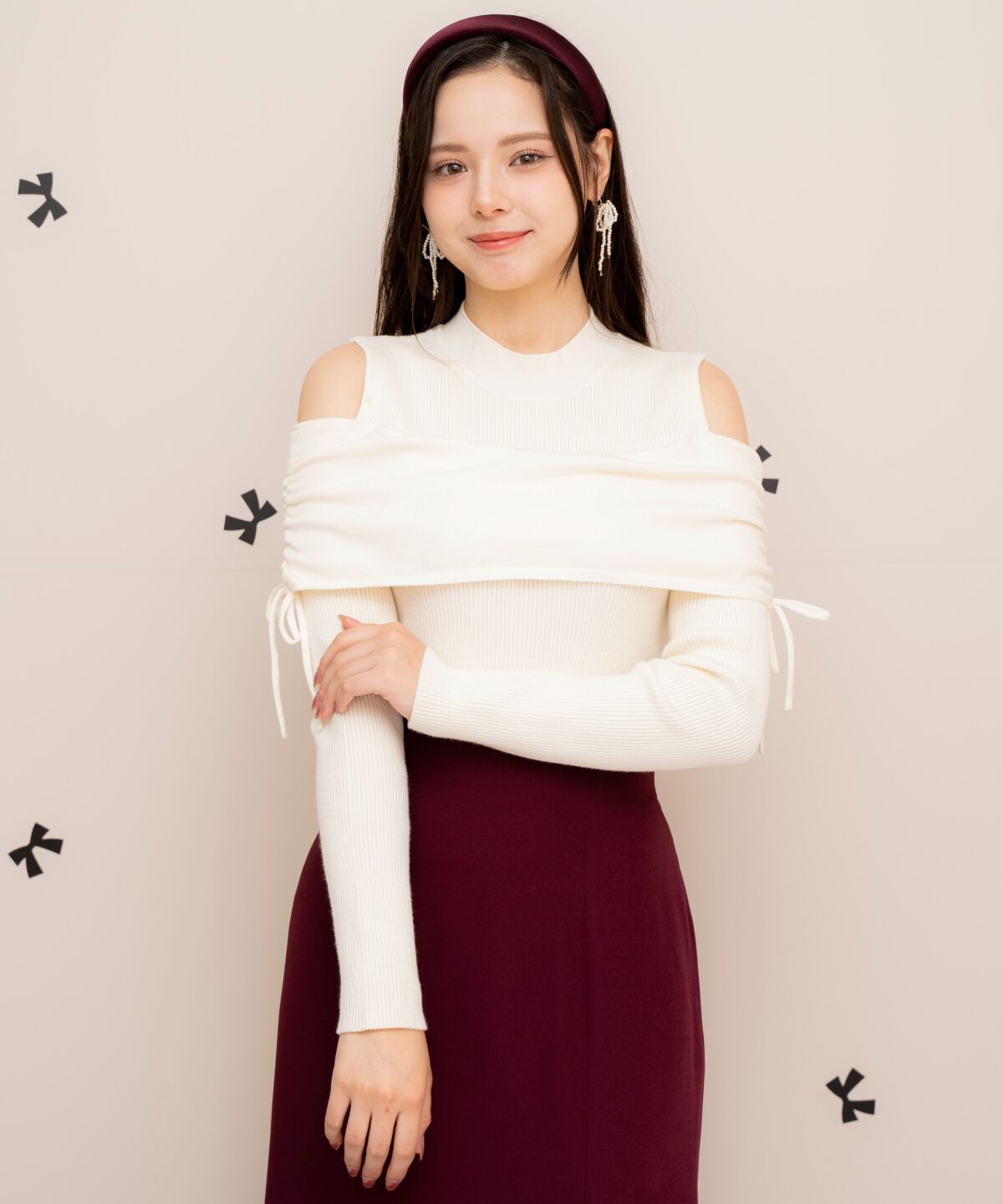 WILLSELECTION「ギャザーリボンオフショルニット」|ニット・セーター|