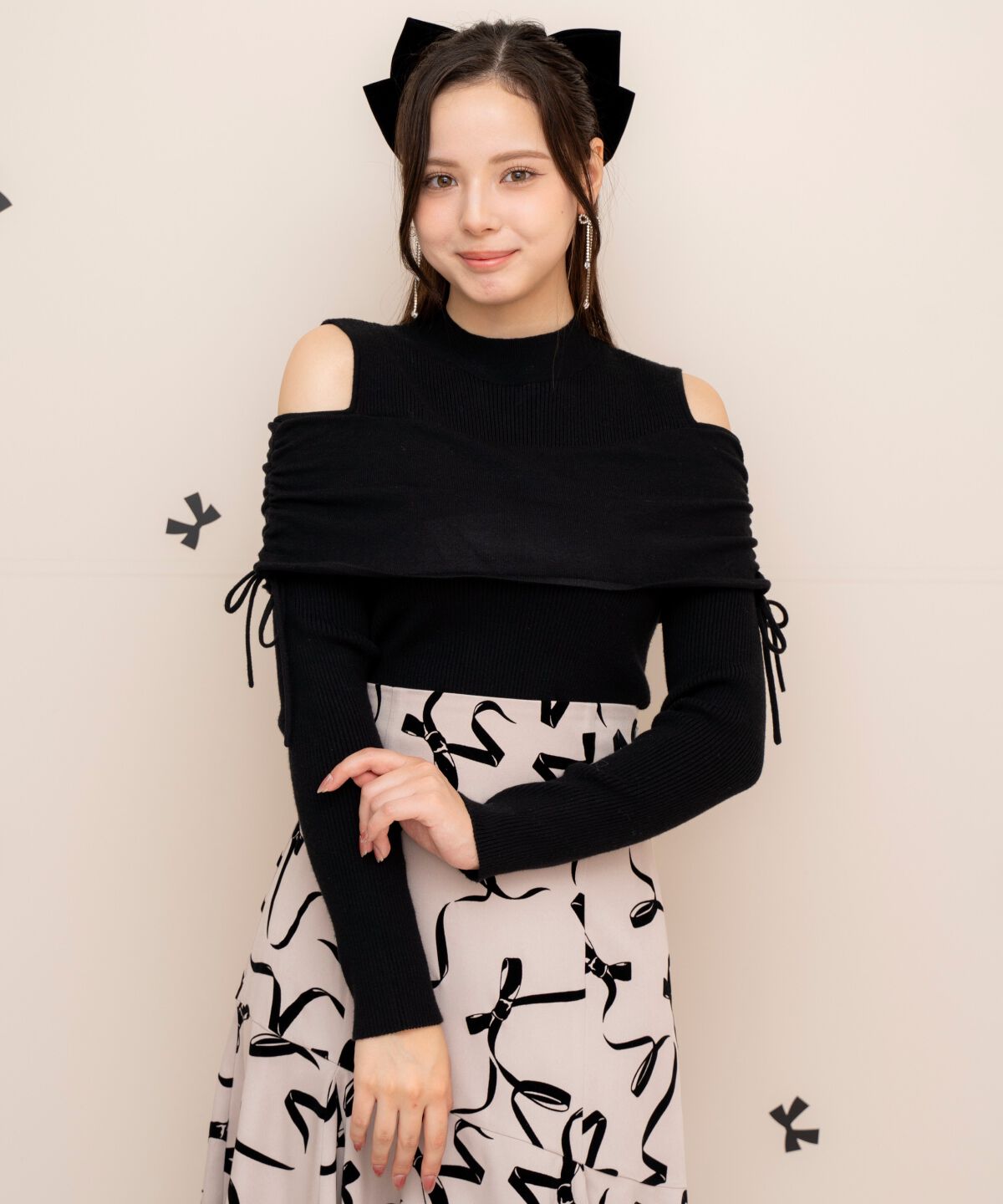 WILLSELECTION「ギャザーリボンオフショルニット」|ニット・セーター|