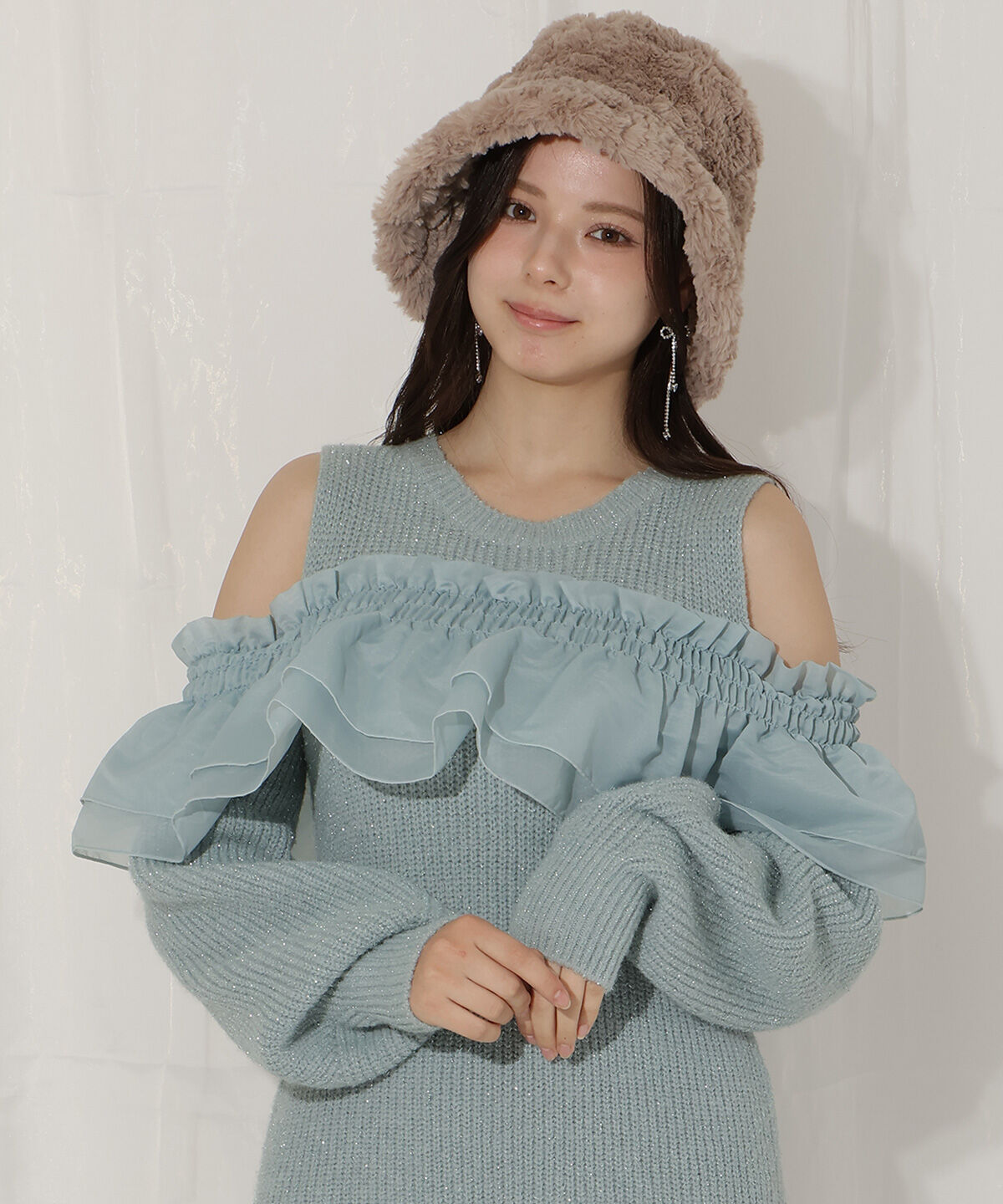 WILLSELECTION「バックリボンオフショルニットワンピース」|ワンピース|