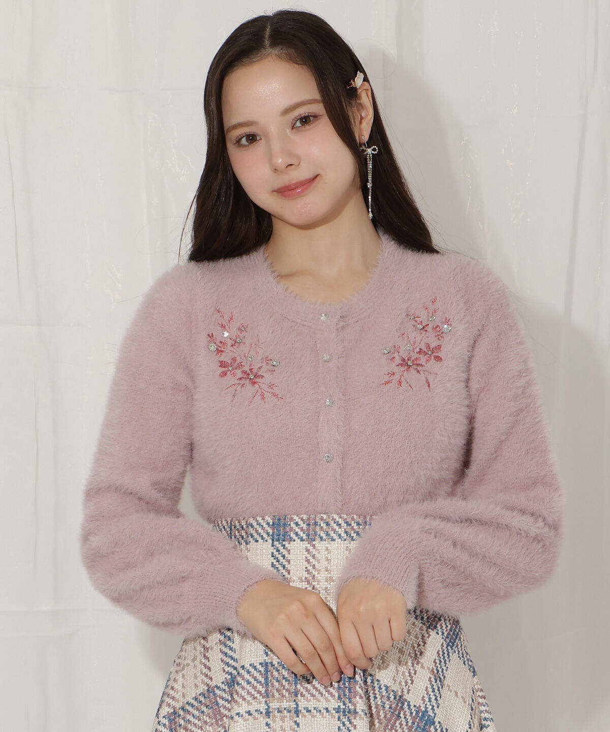 WILLSELECTION「ビジュー付きラメ刺繍カーディガン」|カーディガン|