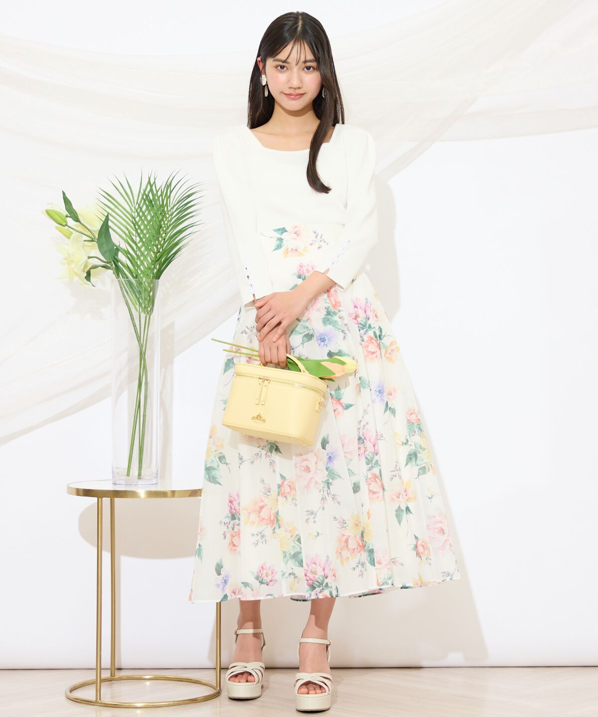 WILLSELECTION「袖フラワーラメ7分袖ニットプルオーバー」|ニット・セーター|