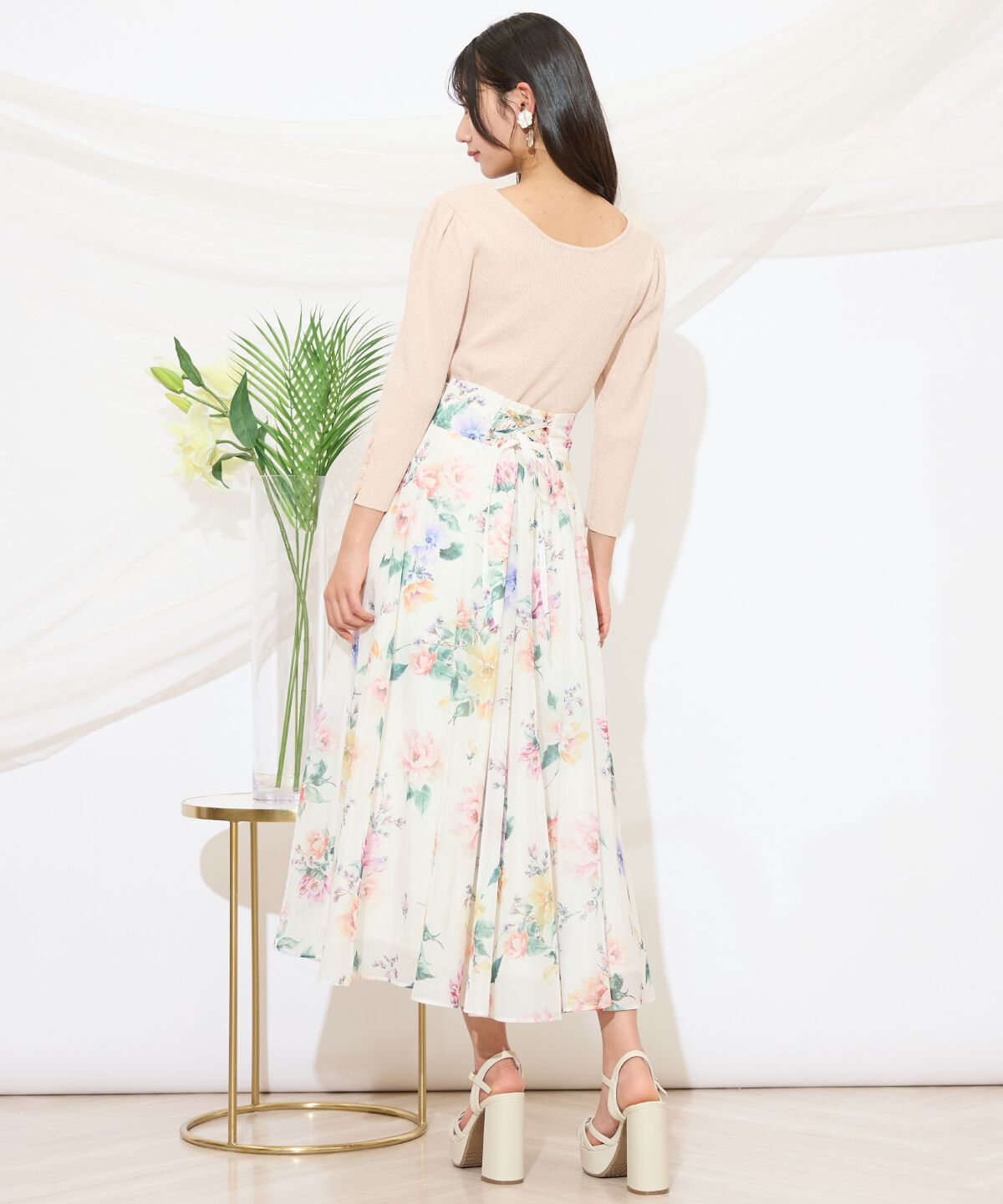 WILLSELECTION「袖フラワーラメ7分袖ニットプルオーバー」|ニット・セーター|