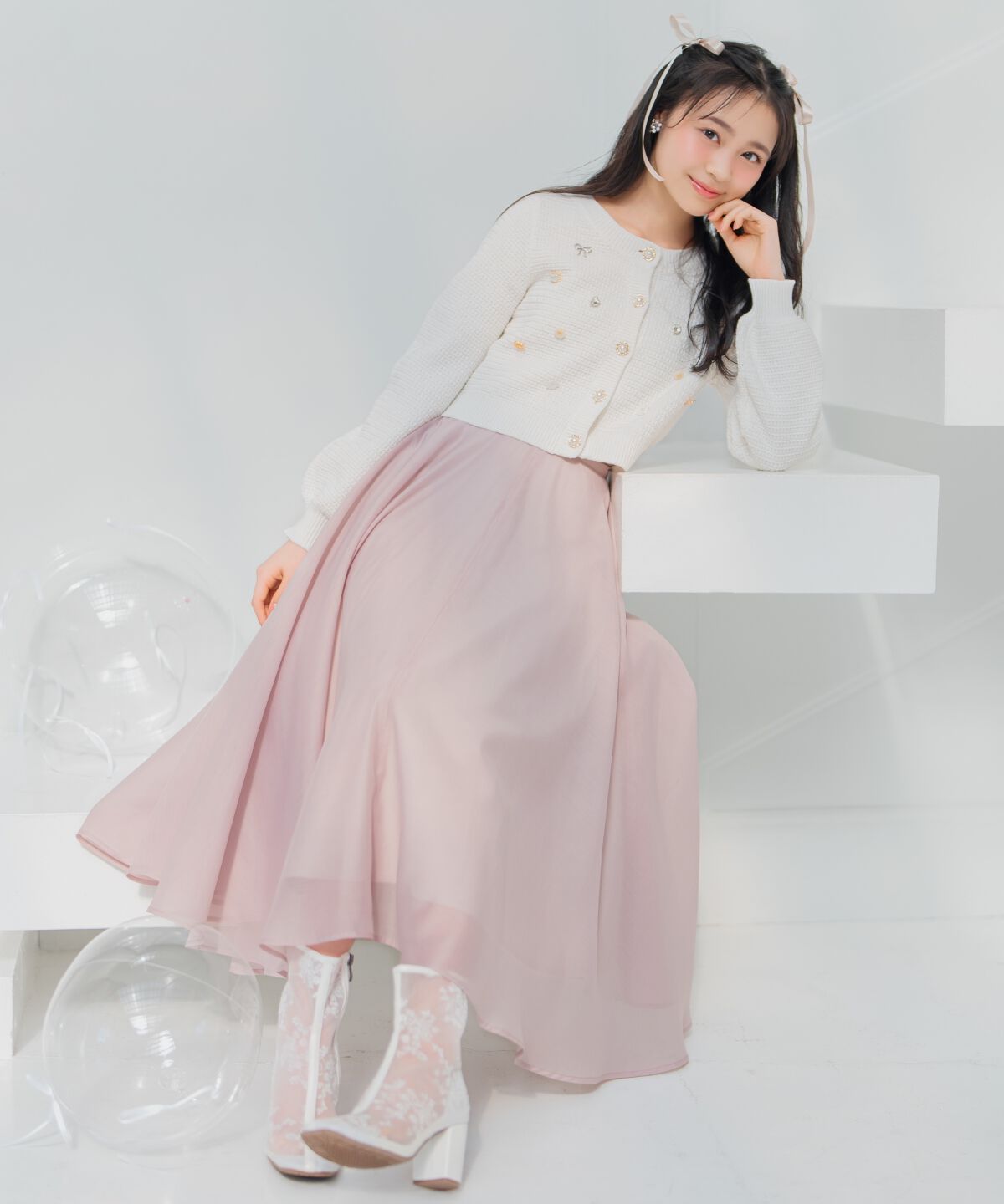 WILLSELECTION「シャイニービジューカーディガン」|カーディガン|