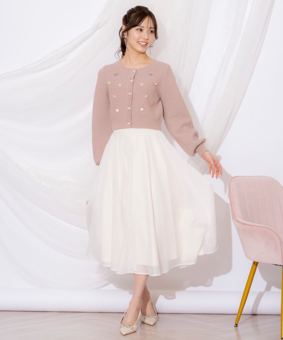 WILLSELECTION「シャイニービジューカーディガン」|カーディガン|