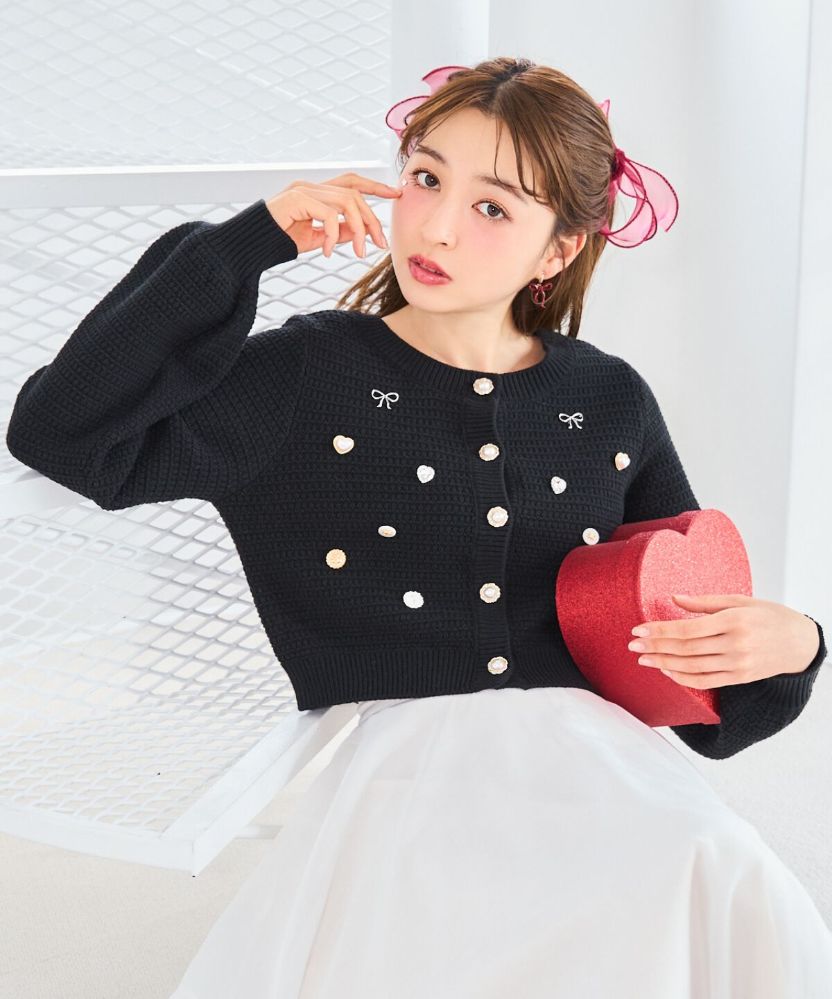 WILLSELECTION「シャイニービジューカーディガン」|カーディガン|