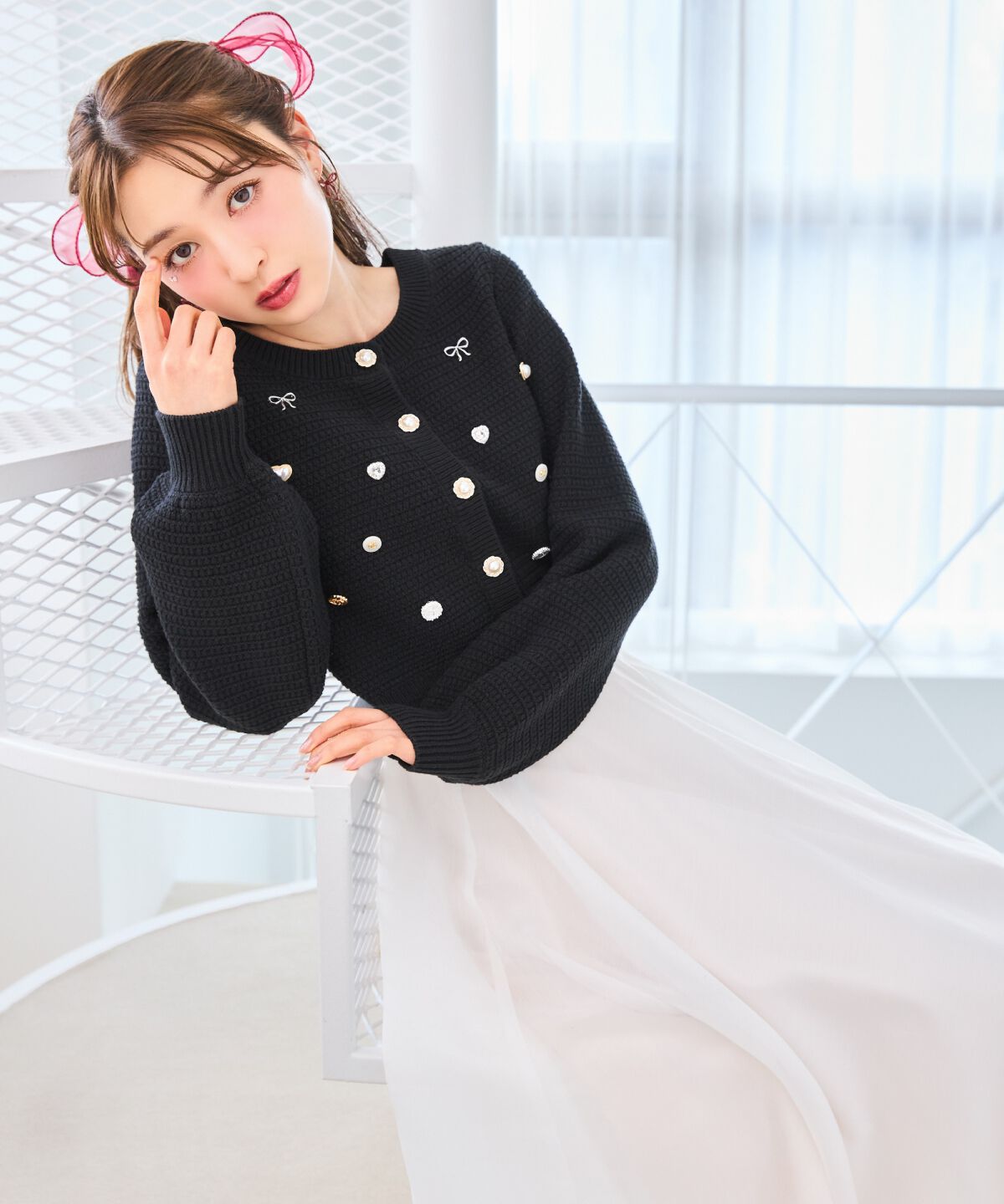 WILLSELECTION「シャイニービジューカーディガン」|カーディガン|