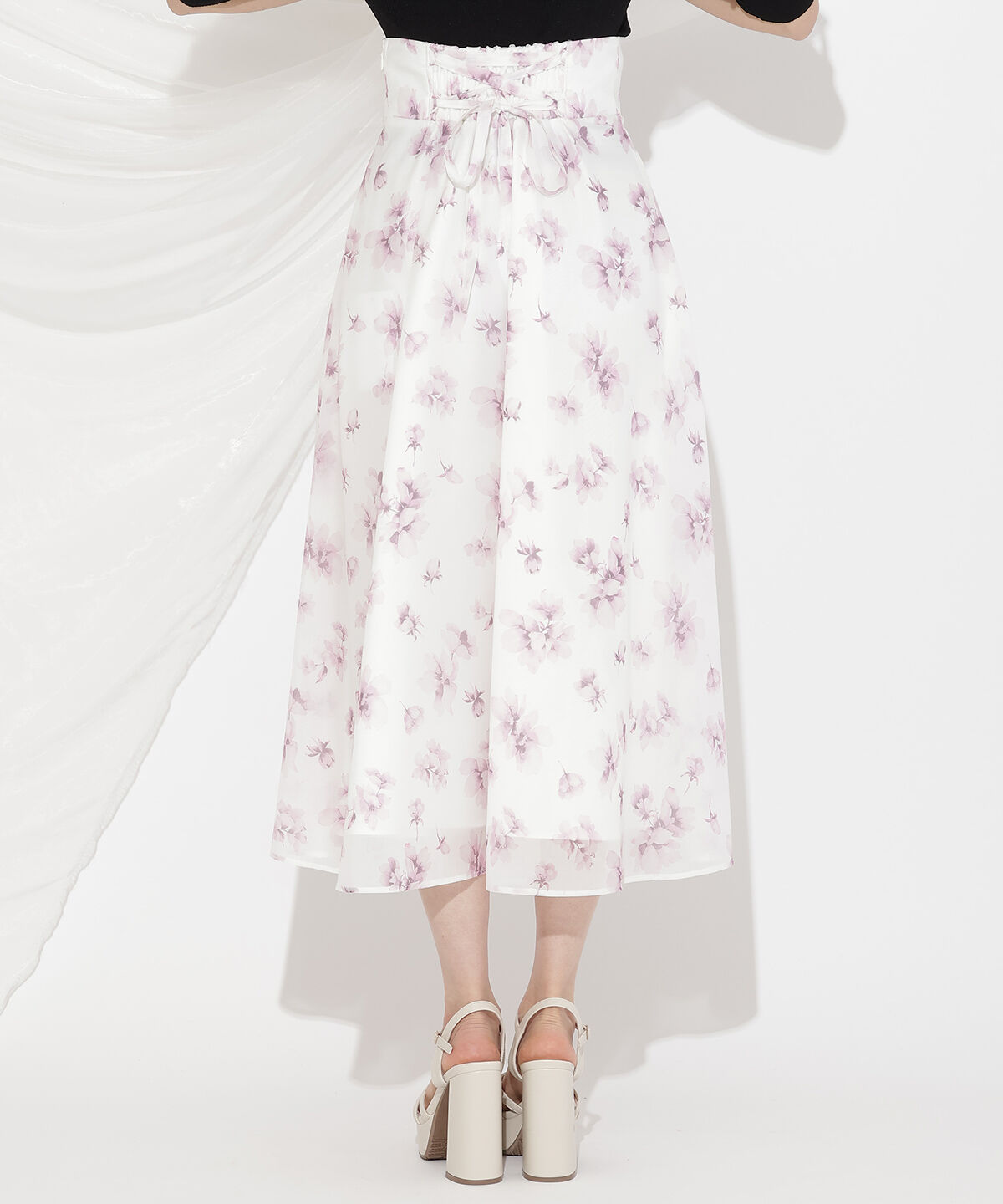 WILLSELECTION「ウォーターフラワープリントスカート」|フレア|