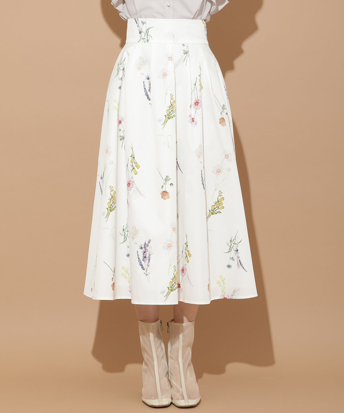 WILLSELECTION「オータムボタニカルフラワータックスカート」|フレア|