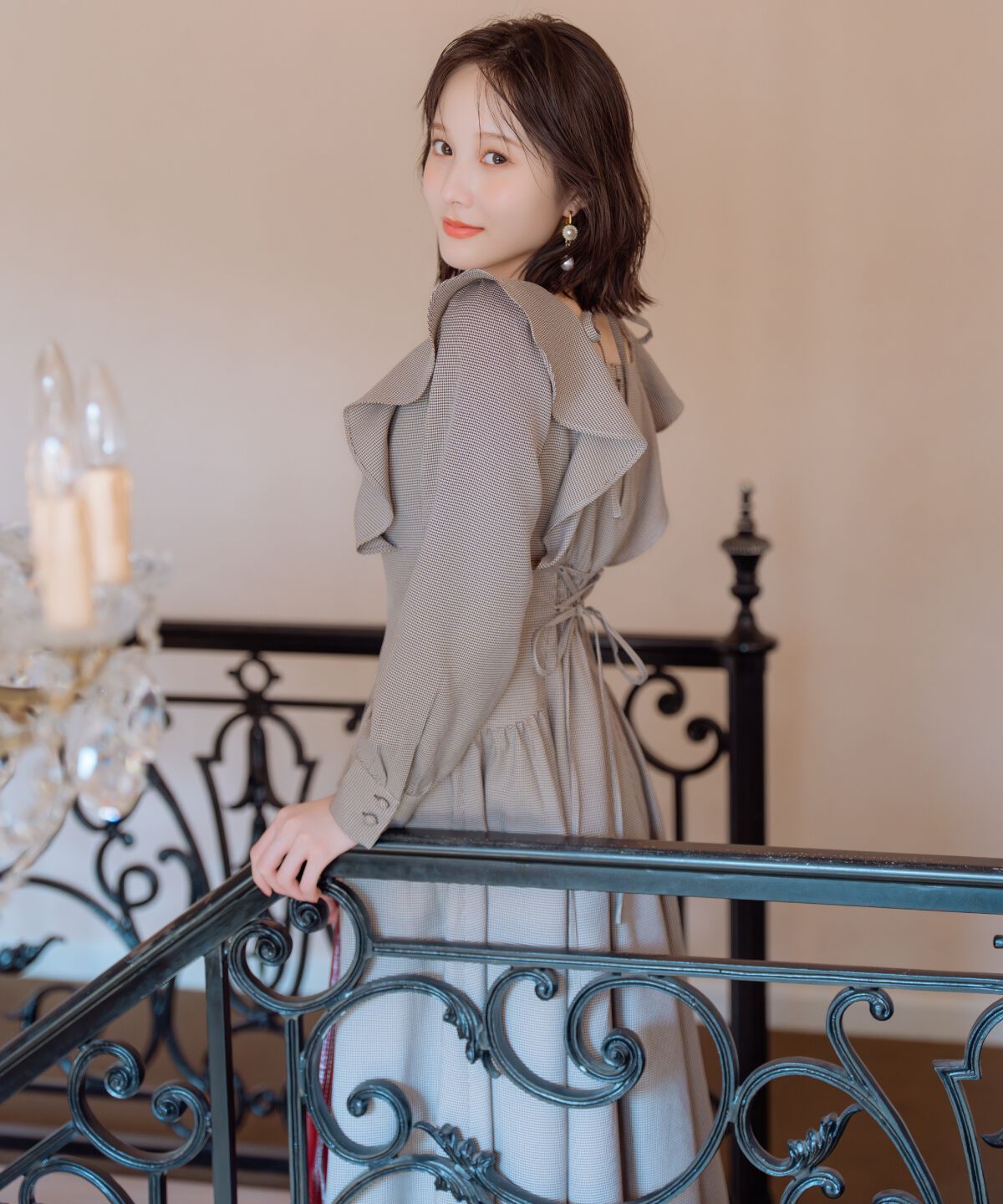 WILLSELECTION「ネックリボンギャザー切り替えワンピース」|ワンピース|