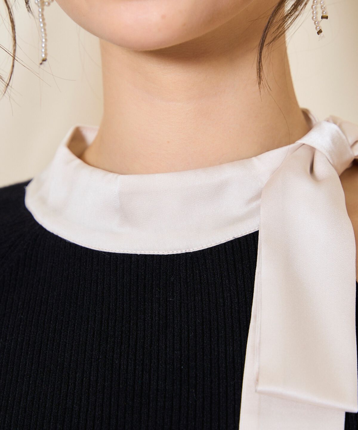 WILLSELECTION「ワンショルリボンタイリブニット」|ニット・セーター|