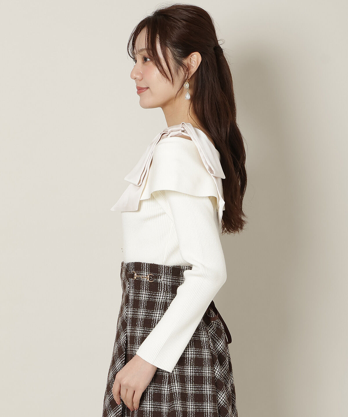 WILLSELECTION「リボンオフショルニットプルオーバー」|ニット・セーター|