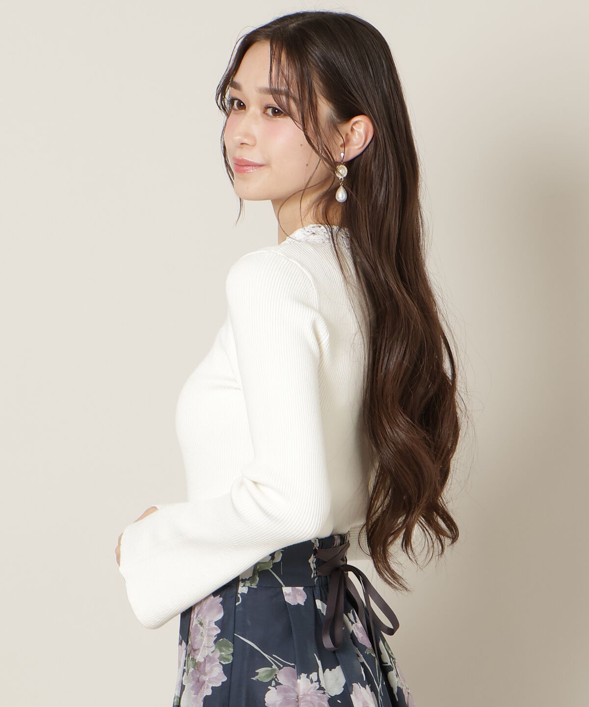 WILLSELECTION「リボンレースカラーフレアスリーブニット」|ニット・セーター|