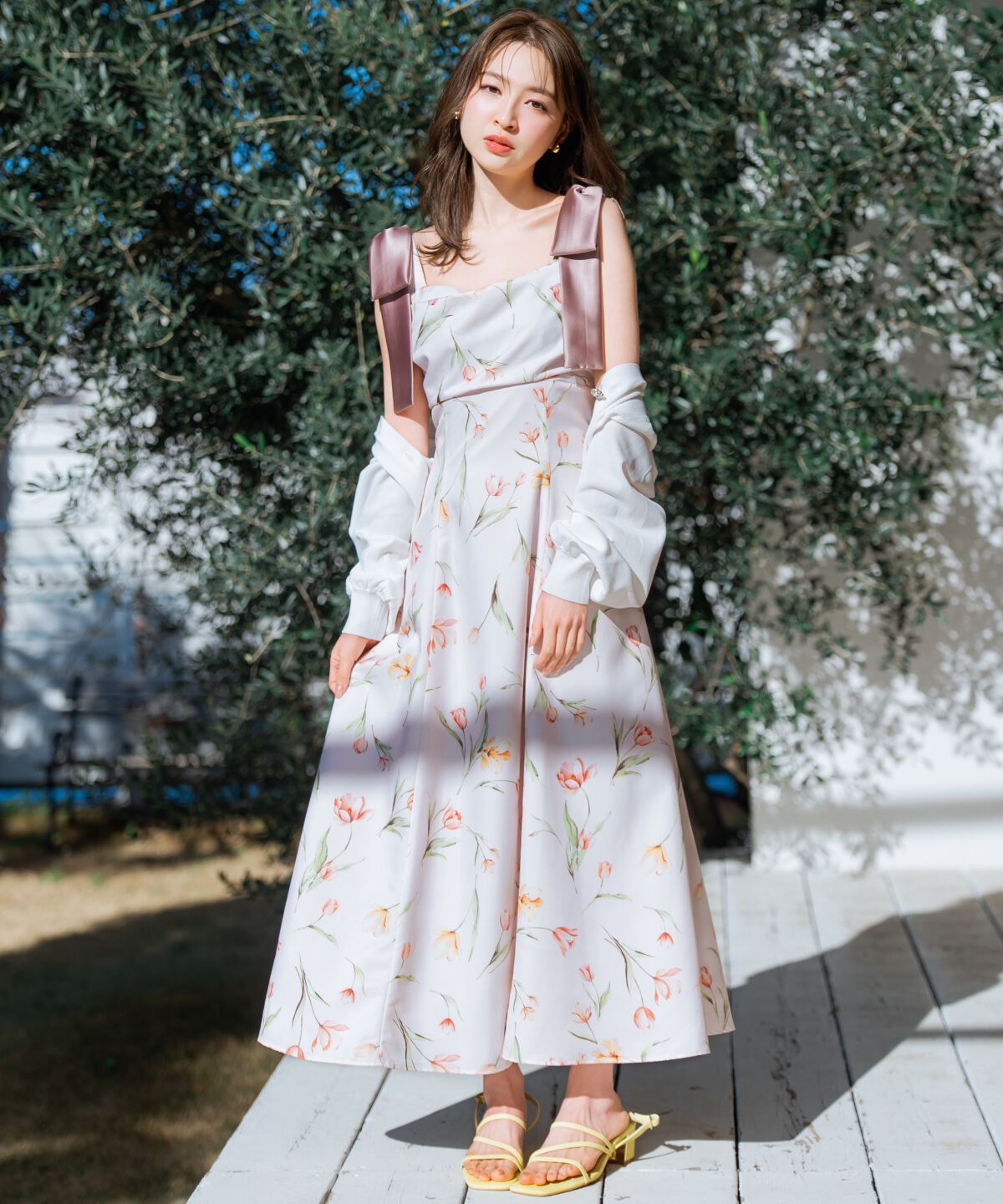 WILLSELECTION「リボンショルダーチューリップフレアワンピース」|ワンピース|