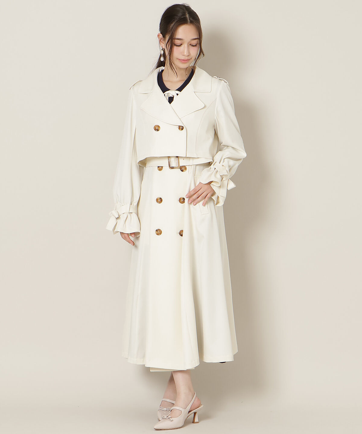 WILLSELECTION「リボンスリーブ3WAYトレンチコート」|トレンチコート|オフ