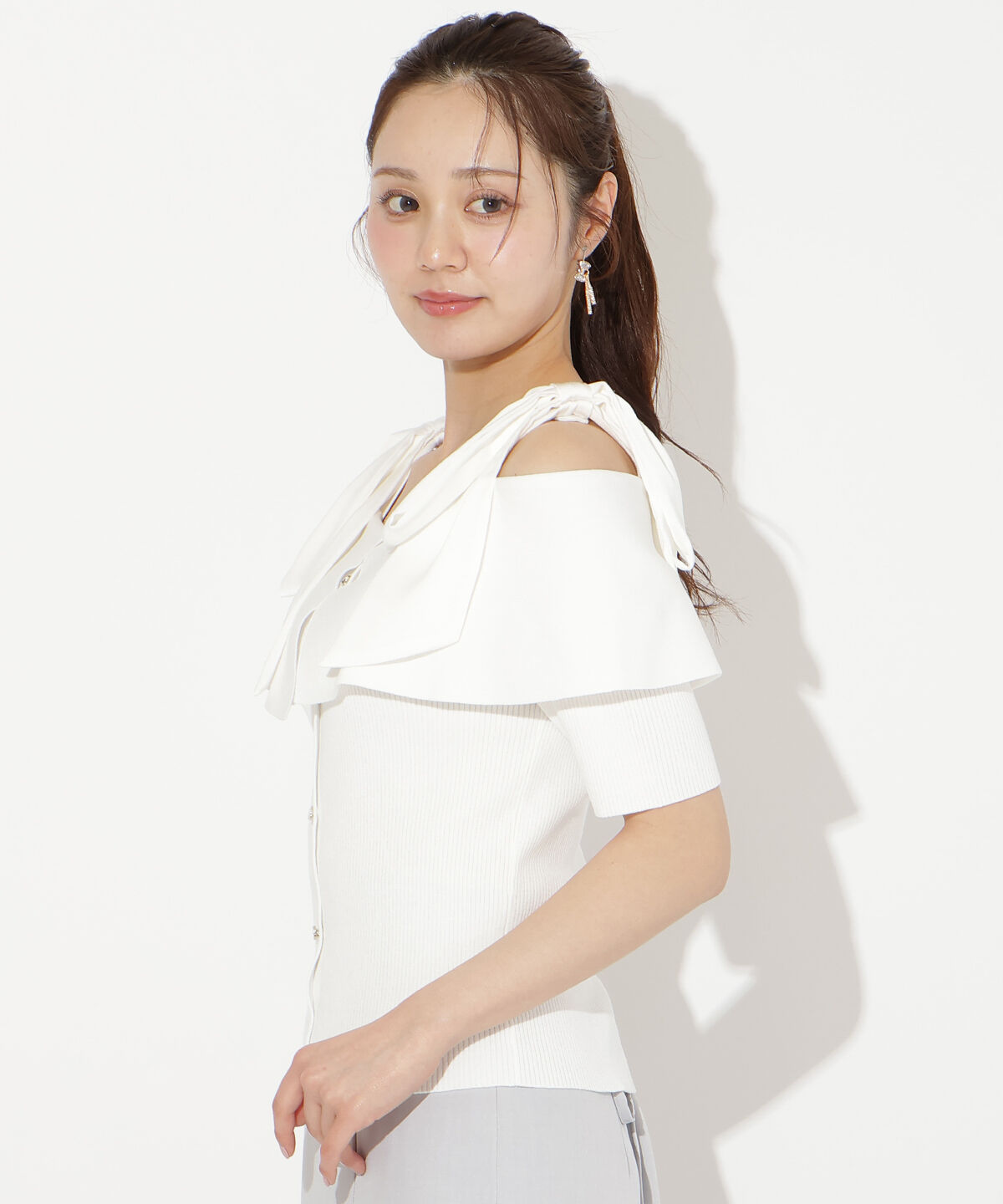 WILLSELECTION「リボンオフショルハーフスリーブニット」|ニット・セーター|